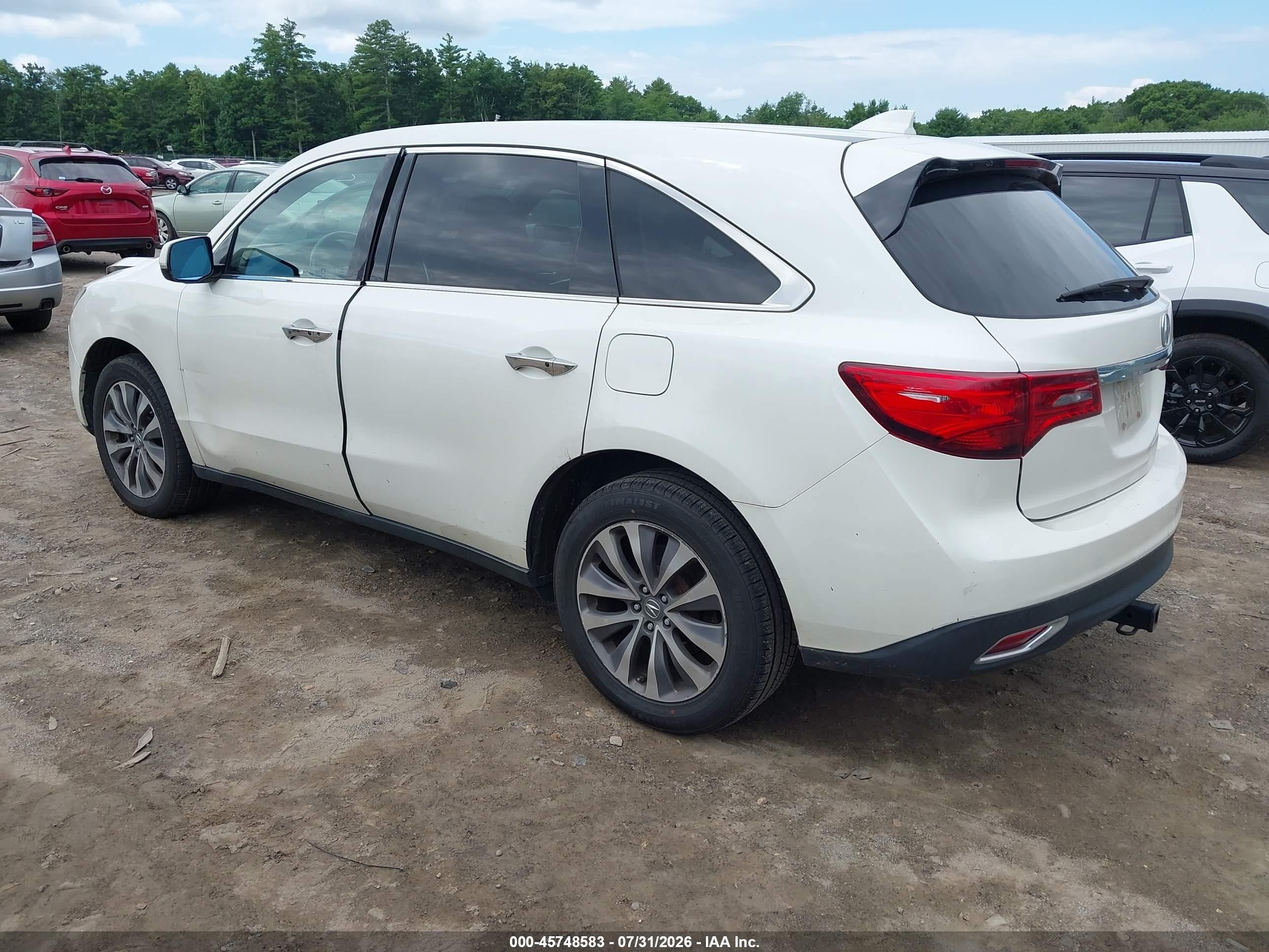 2014 Acura Mdx Technology Pkg W/entertainment Pkg White vin: 5FRYD4H64EB023876