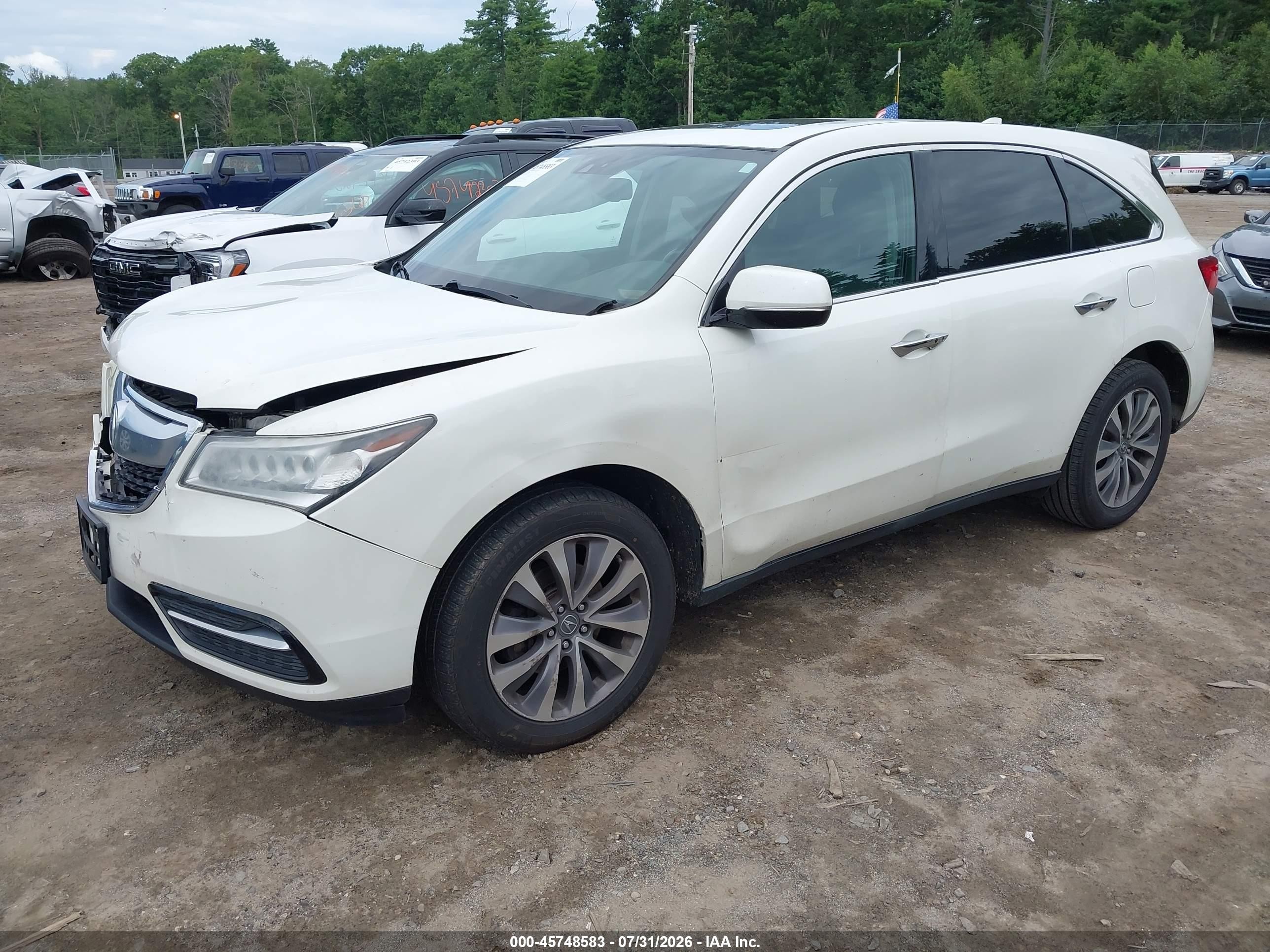 2014 Acura Mdx Technology Pkg W/entertainment Pkg White vin: 5FRYD4H64EB023876