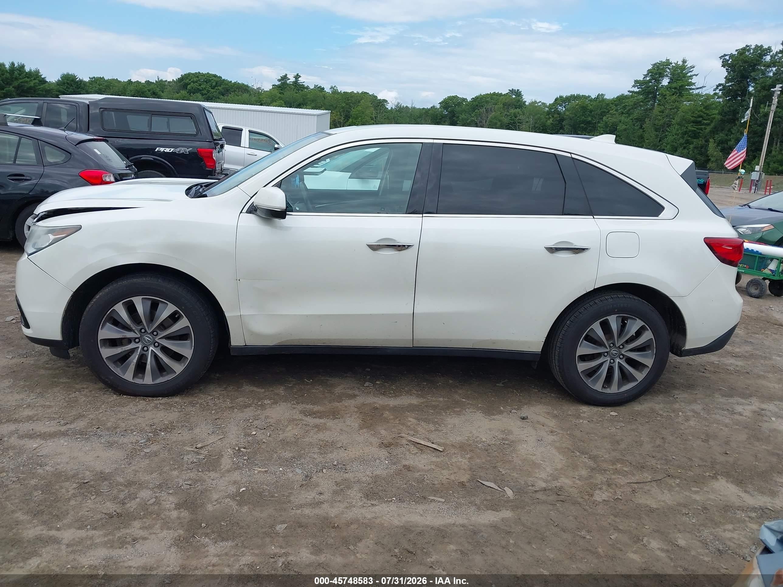 2014 Acura Mdx Technology Pkg W/entertainment Pkg White vin: 5FRYD4H64EB023876