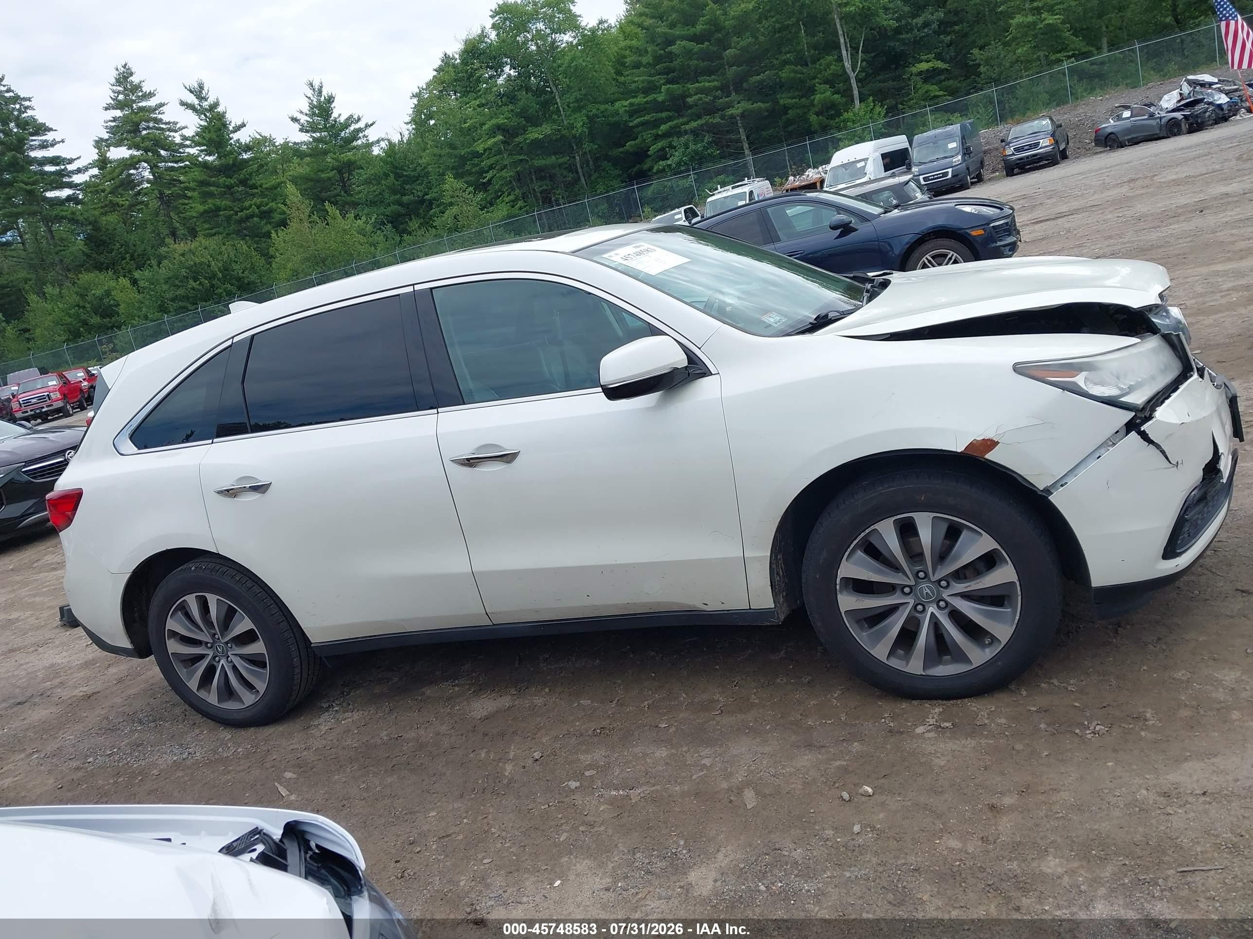 2014 Acura Mdx Technology Pkg W/entertainment Pkg White vin: 5FRYD4H64EB023876