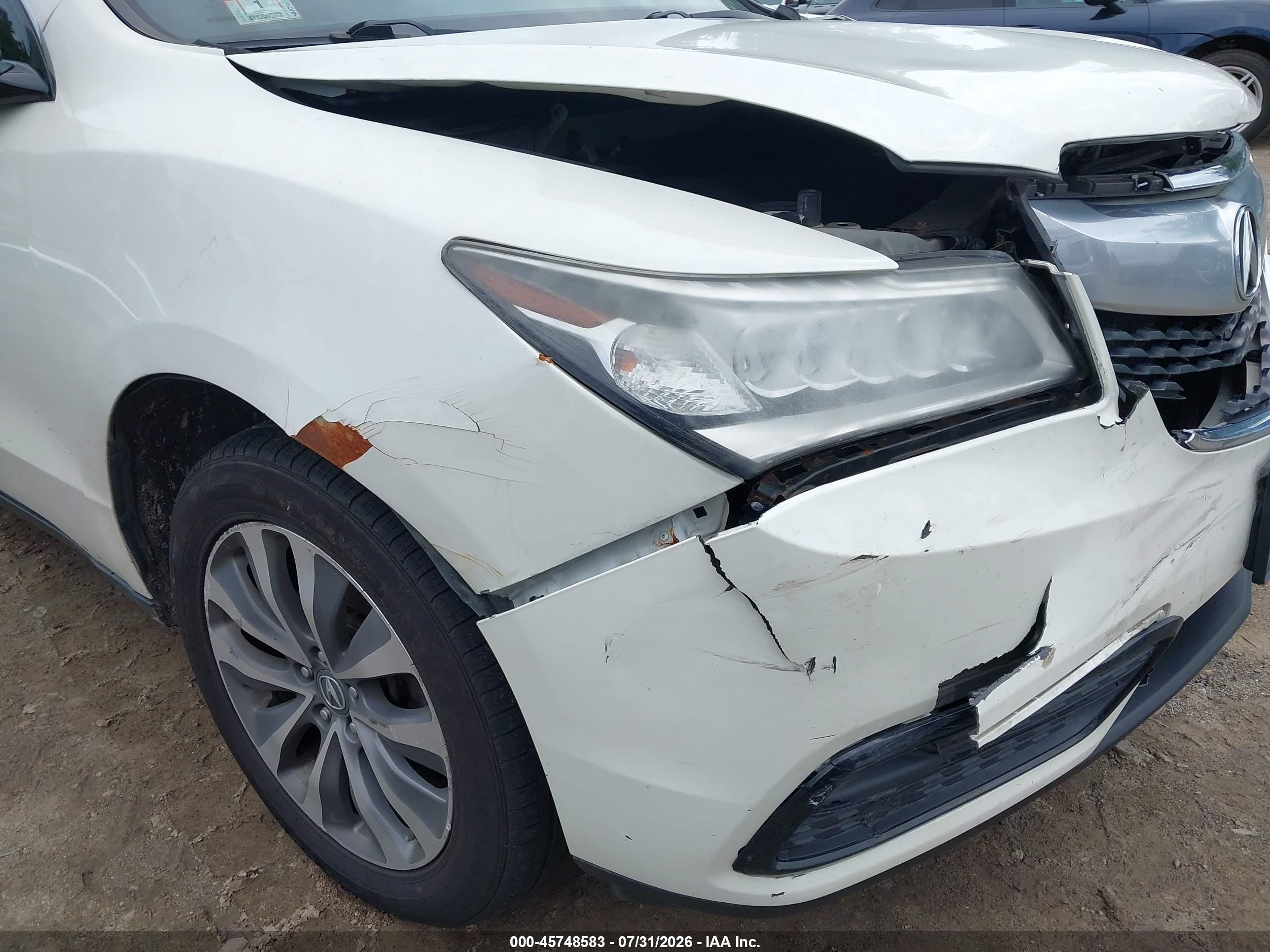 2014 Acura Mdx Technology Pkg W/entertainment Pkg White vin: 5FRYD4H64EB023876