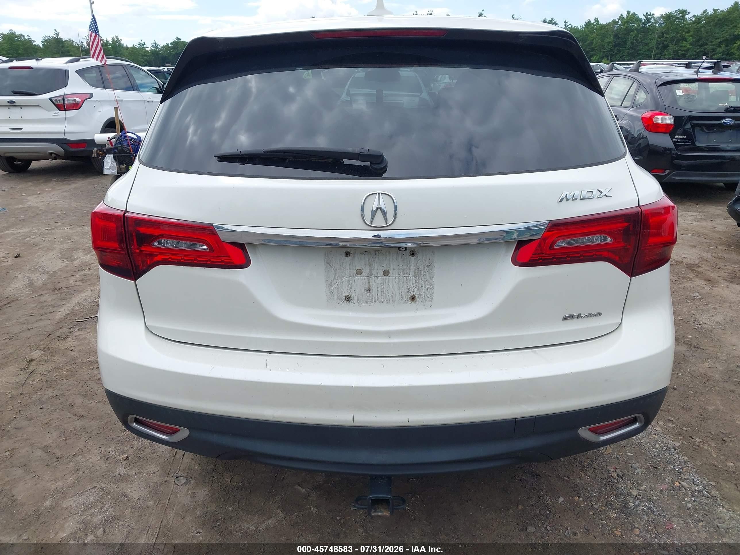 2014 Acura Mdx Technology Pkg W/entertainment Pkg White vin: 5FRYD4H64EB023876