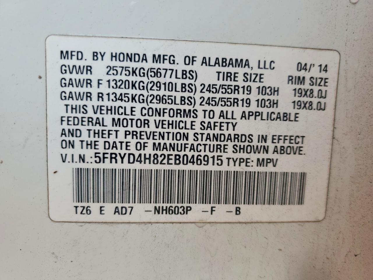 2014 Acura Mdx Advance White vin: 5FRYD4H82EB046915