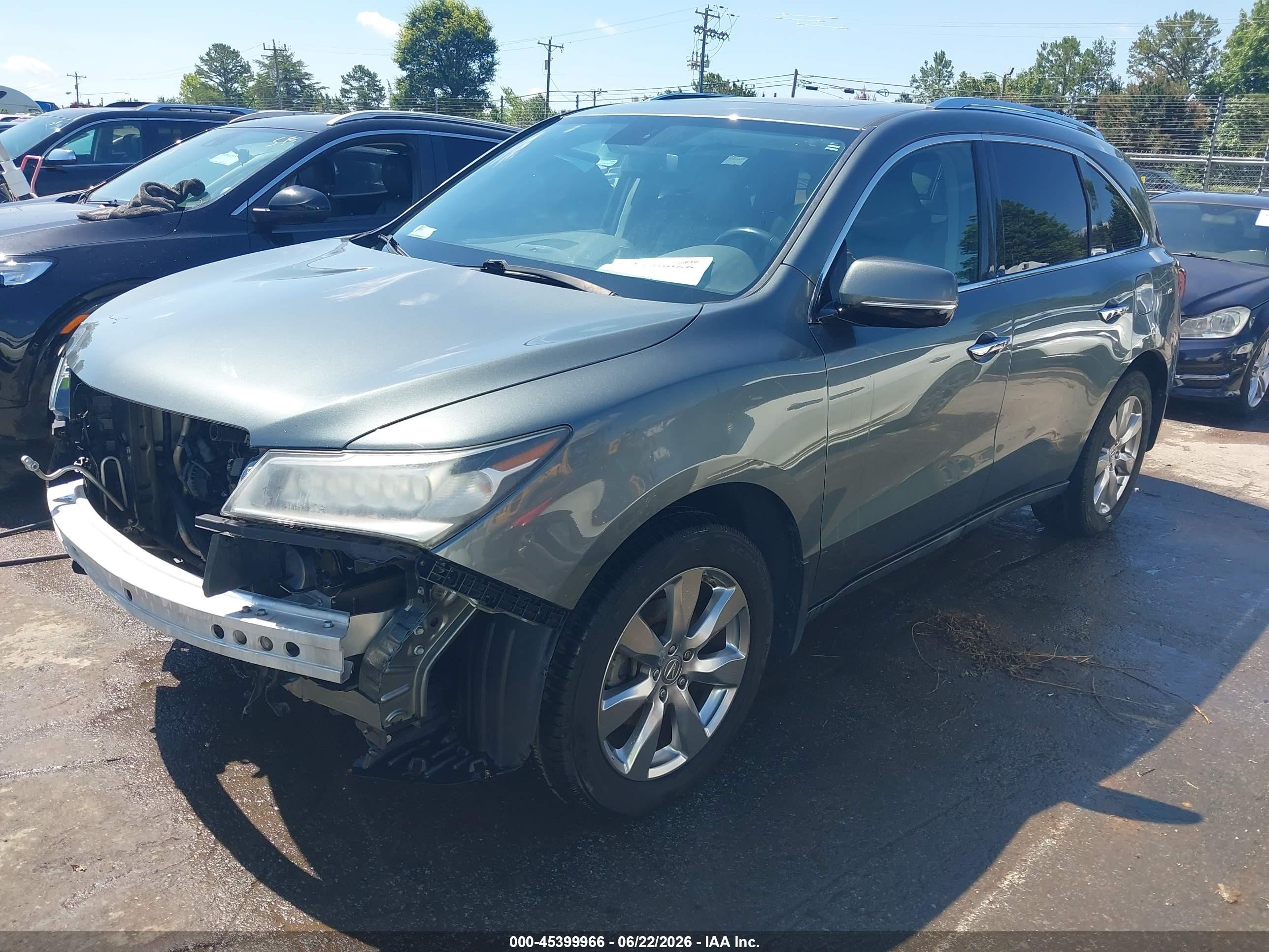 2015 Acura Mdx Advance Pkg W/entertainment Pkg Gray vin: 5FRYD4H83FB006179