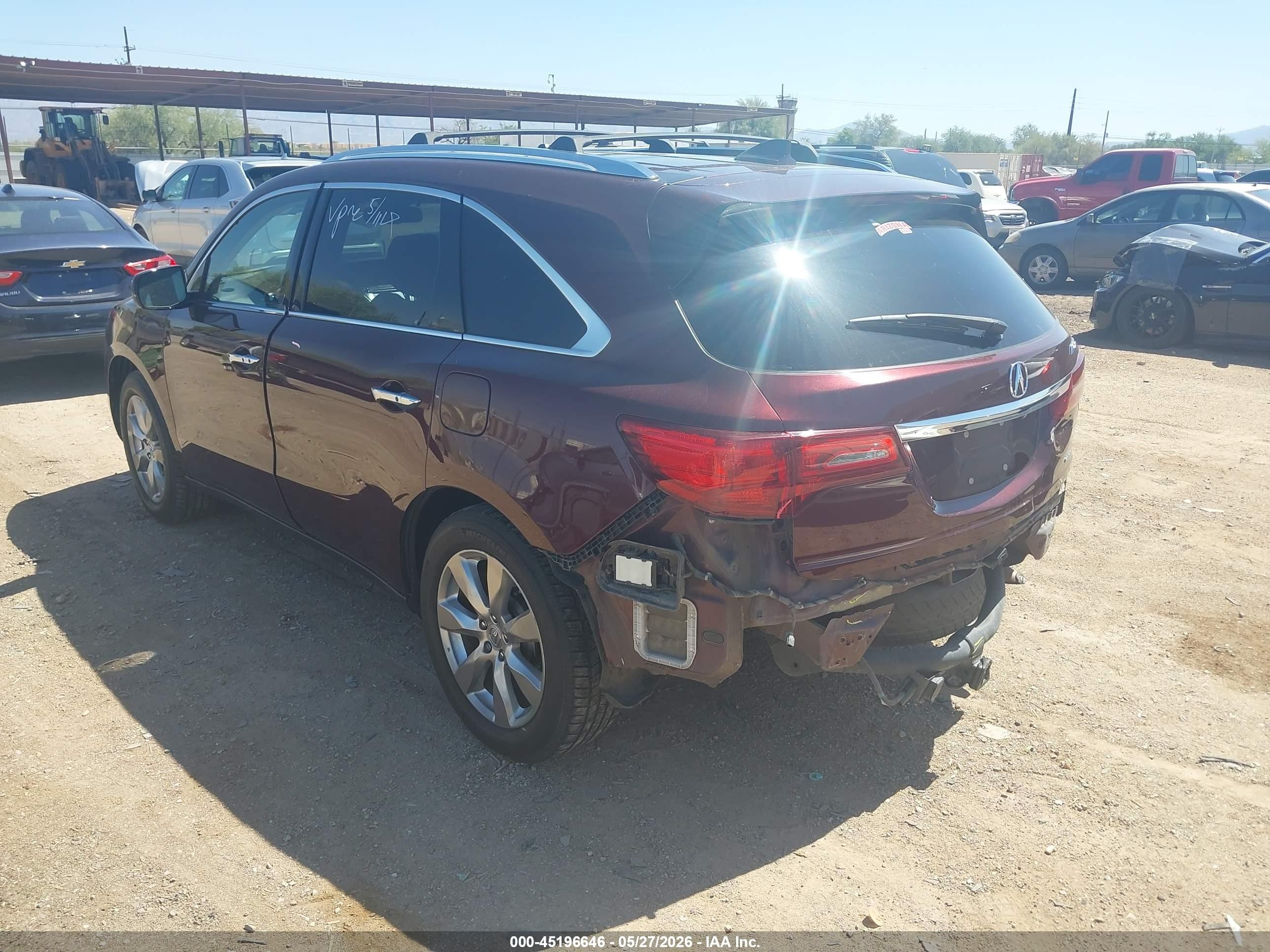 2014 Acura Mdx Advance Pkg W/entertainment Pkg Бордовый vin: 5FRYD4H84EB030991