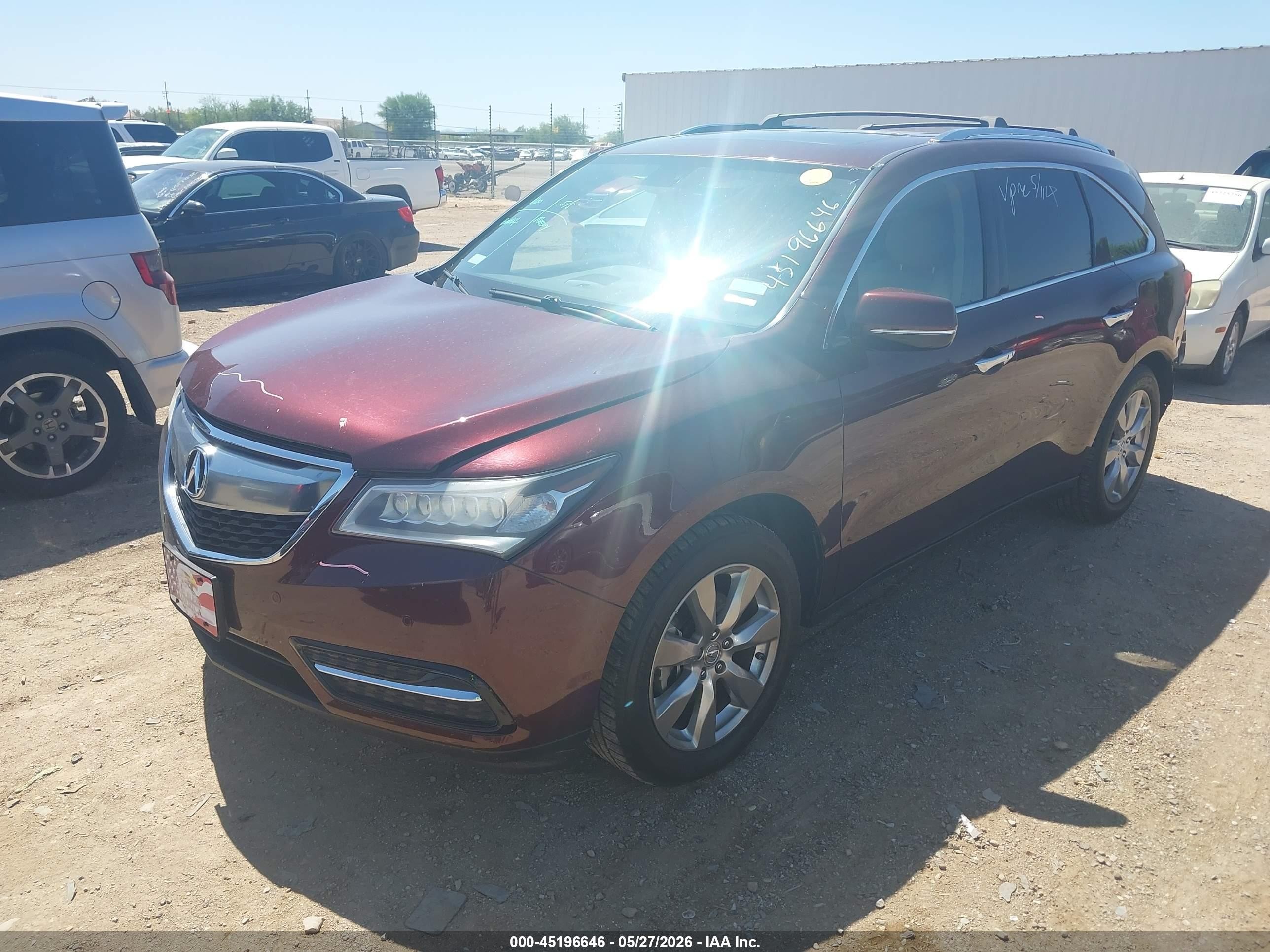 2014 Acura Mdx Advance Pkg W/entertainment Pkg Бордовый vin: 5FRYD4H84EB030991