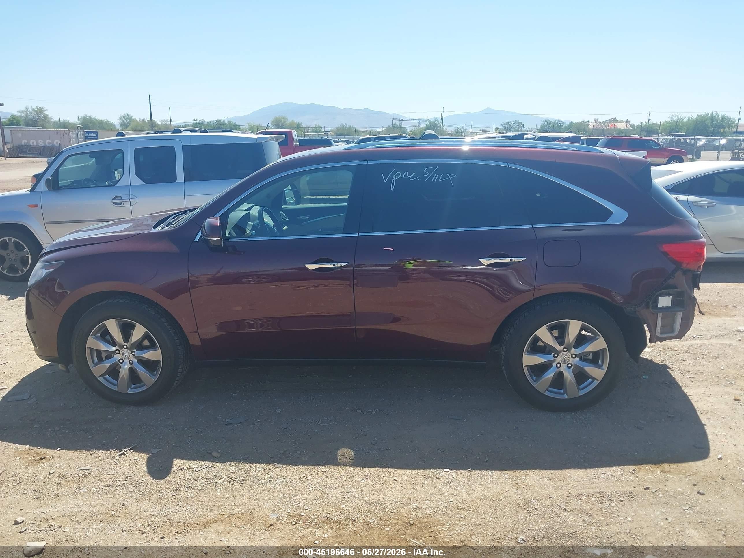 2014 Acura Mdx Advance Pkg W/entertainment Pkg Бордовый vin: 5FRYD4H84EB030991