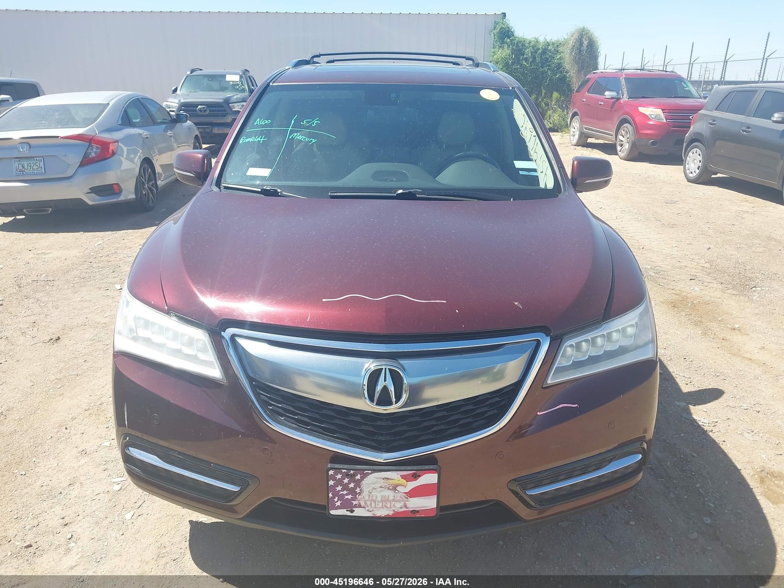 2014 Acura Mdx Advance Pkg W/entertainment Pkg Бордовый vin: 5FRYD4H84EB030991