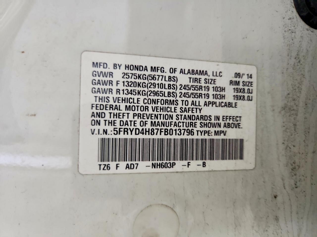 2015 Acura Mdx Advance White vin: 5FRYD4H87FB013796