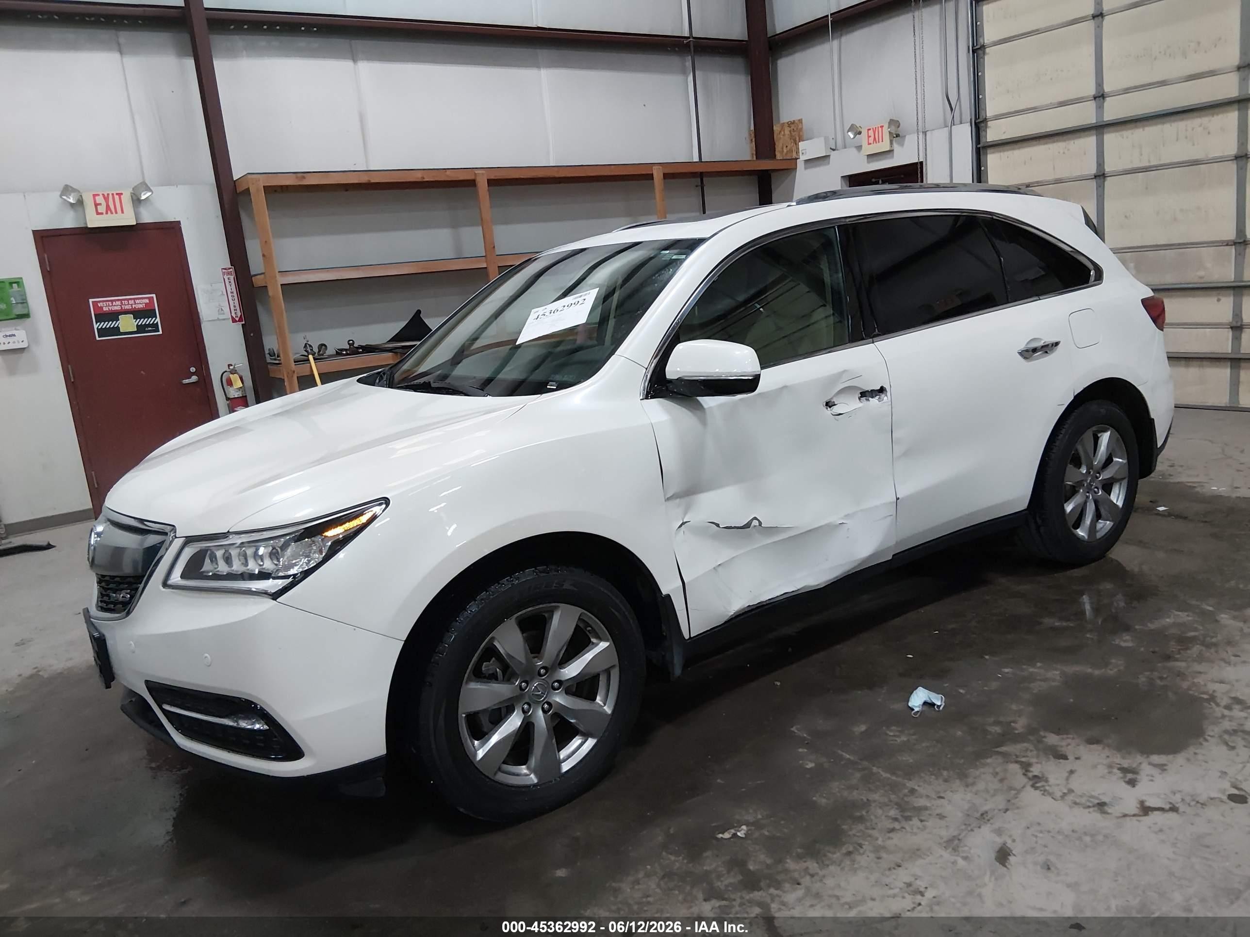 2015 Acura Mdx Advance Pkg W/entertainment Pkg White vin: 5FRYD4H87FB024006