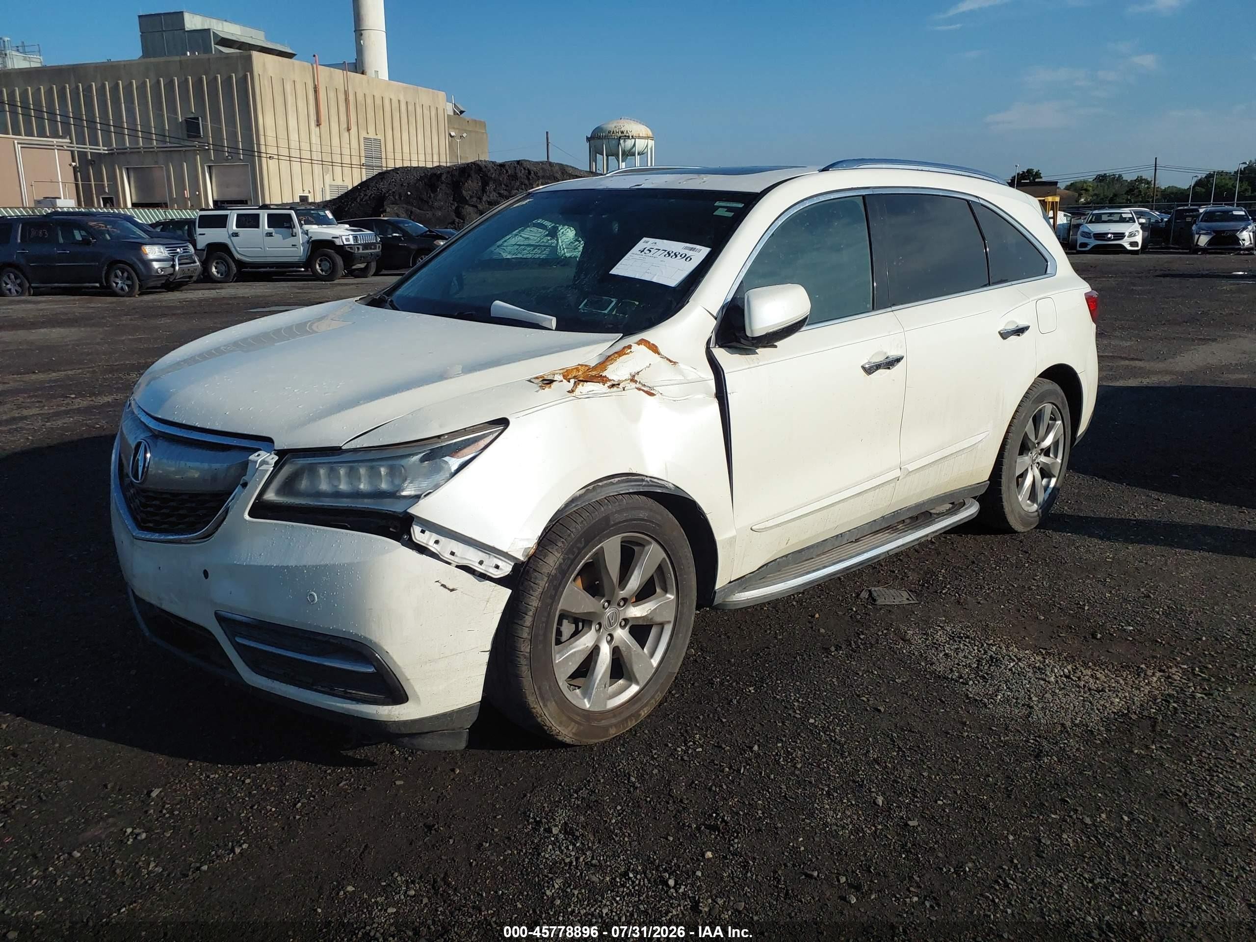 2014 Acura Mdx Advance Pkg W/entertainment Pkg White vin: 5FRYD4H8XEB005755