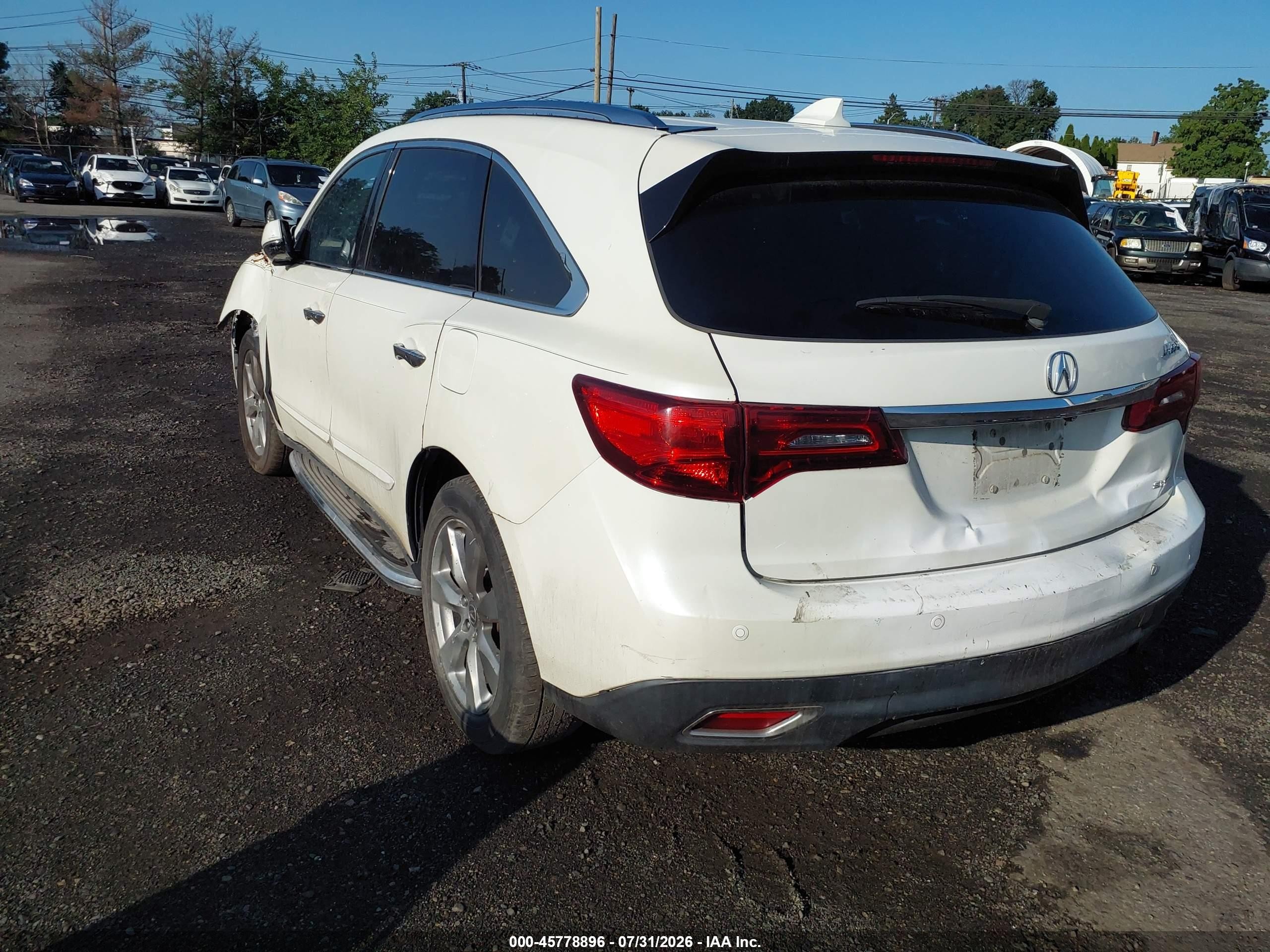 2014 Acura Mdx Advance Pkg W/entertainment Pkg White vin: 5FRYD4H8XEB005755