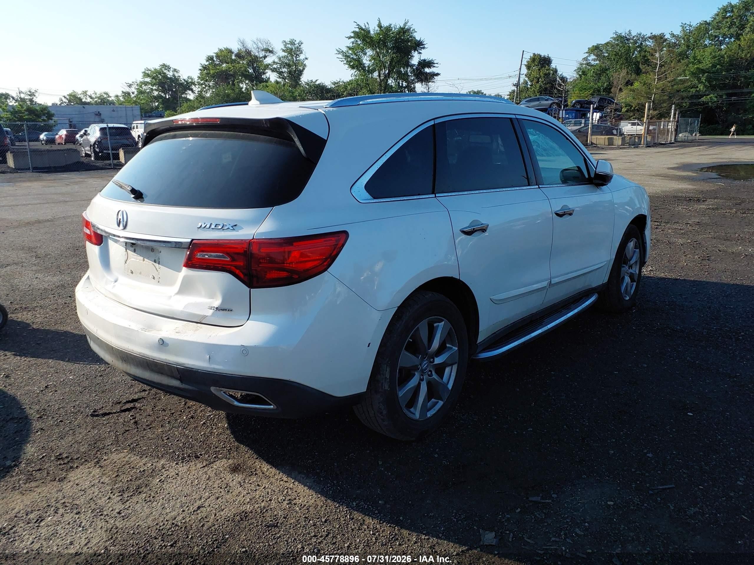 2014 Acura Mdx Advance Pkg W/entertainment Pkg White vin: 5FRYD4H8XEB005755