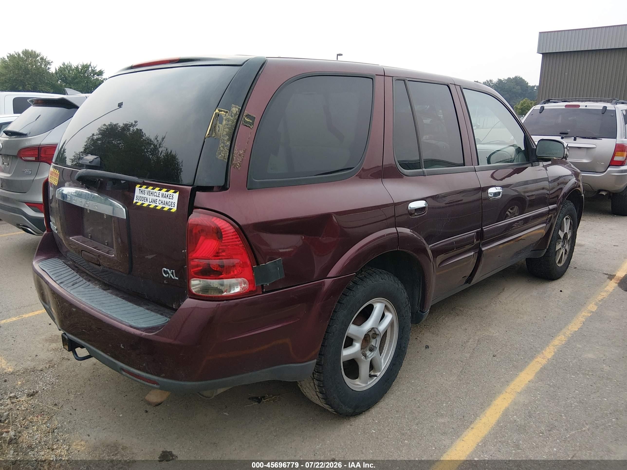 2006 Buick Rainier Cxl Burgundy vin: 5GADT13S462292732