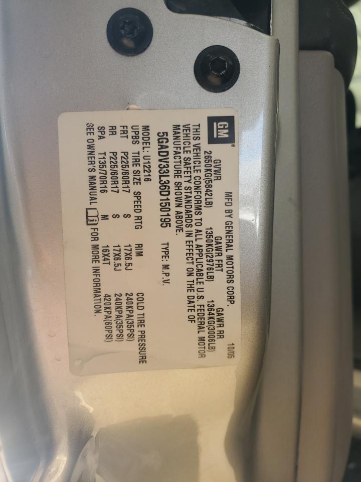 2006 Buick Terraza Cxl Silver vin: 5GADV33L36D150195