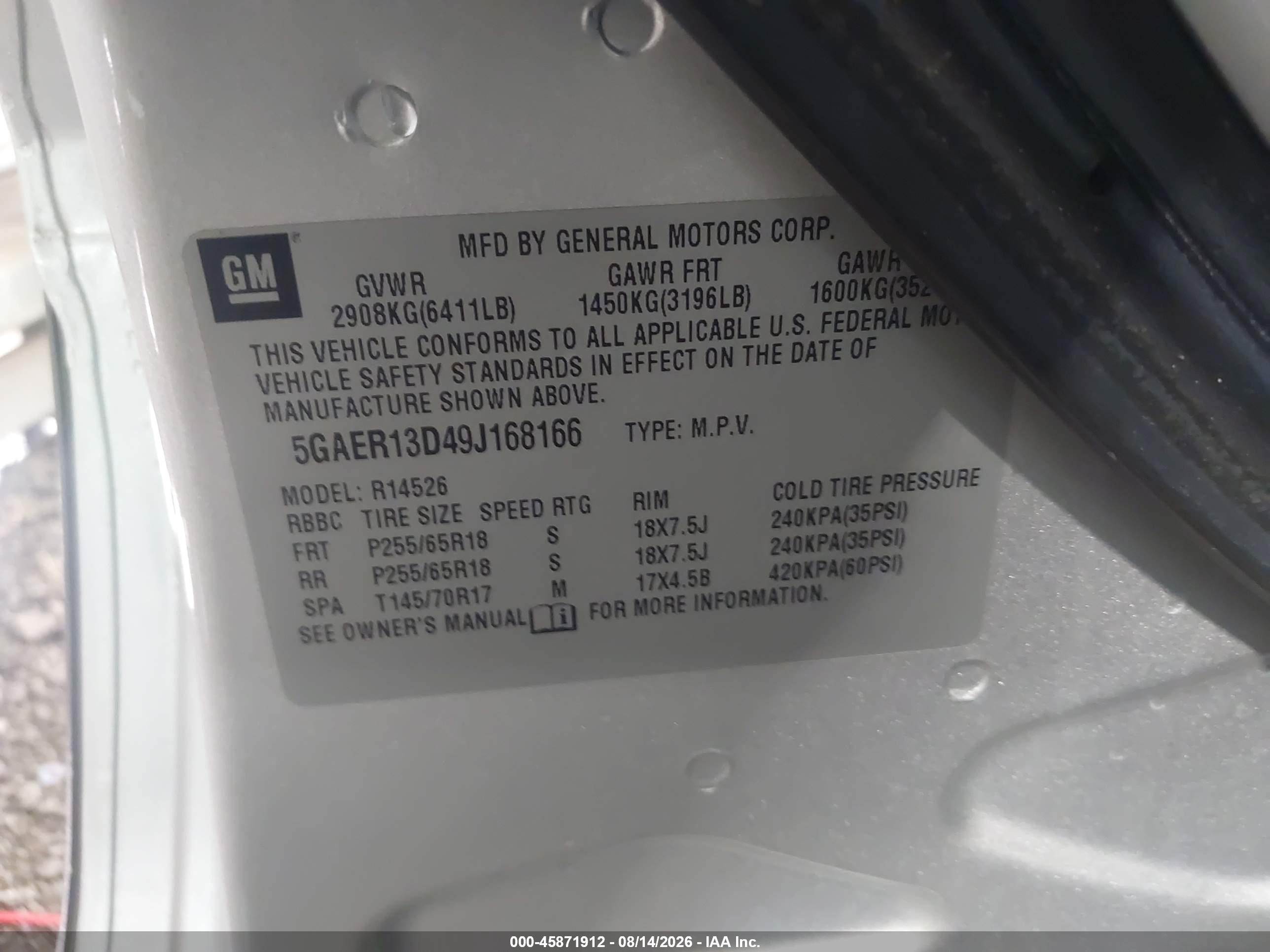 2009 Buick Enclave Cx Gray vin: 5GAER13D49J168166
