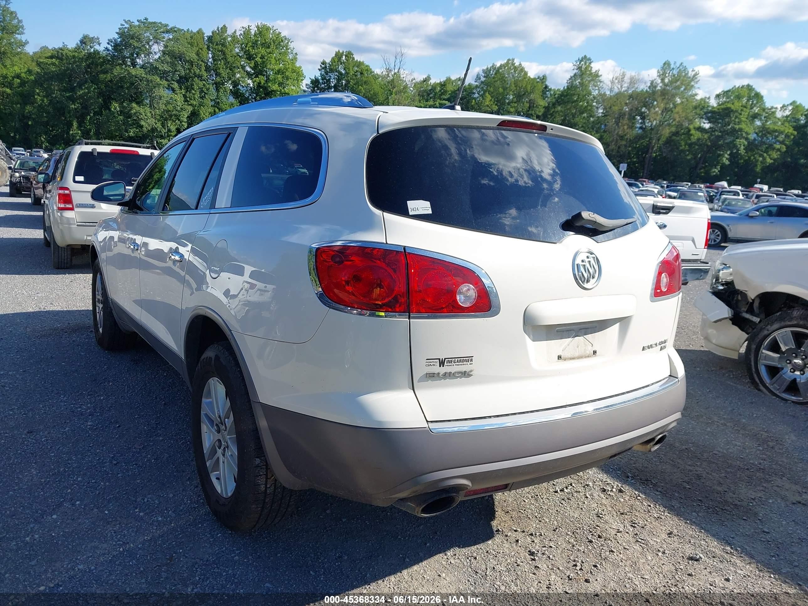 2009 Buick Enclave Cx White vin: 5GAER13D69J176270