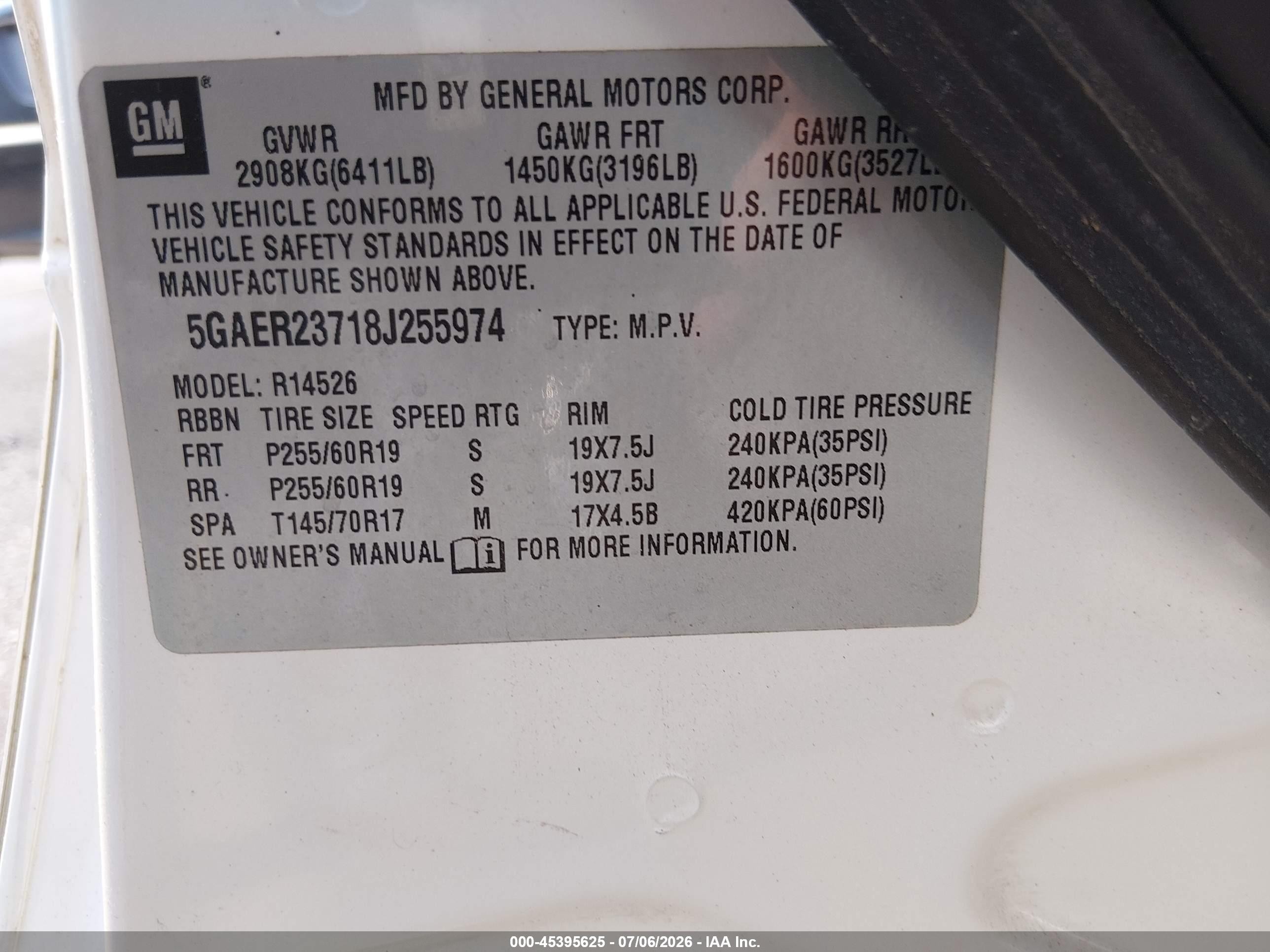 2008 Buick Enclave Cxl White vin: 5GAER23718J255974
