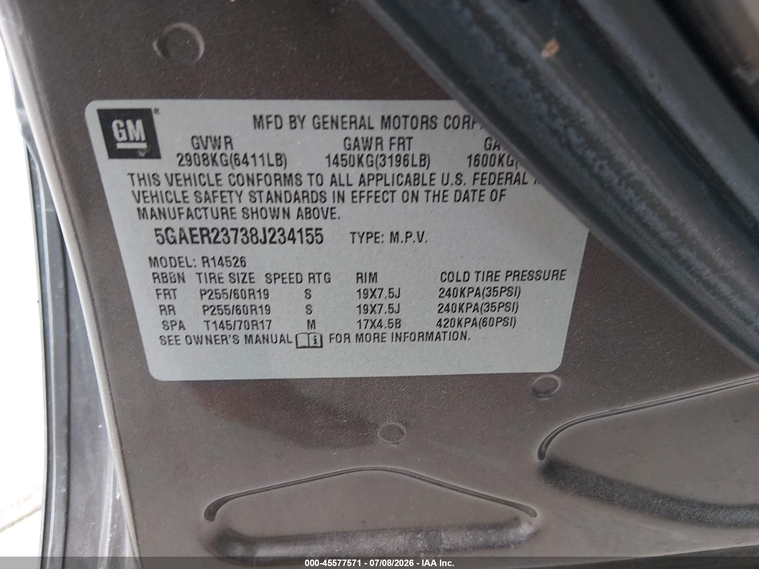 2008 Buick Enclave Cxl Brown vin: 5GAER23738J234155