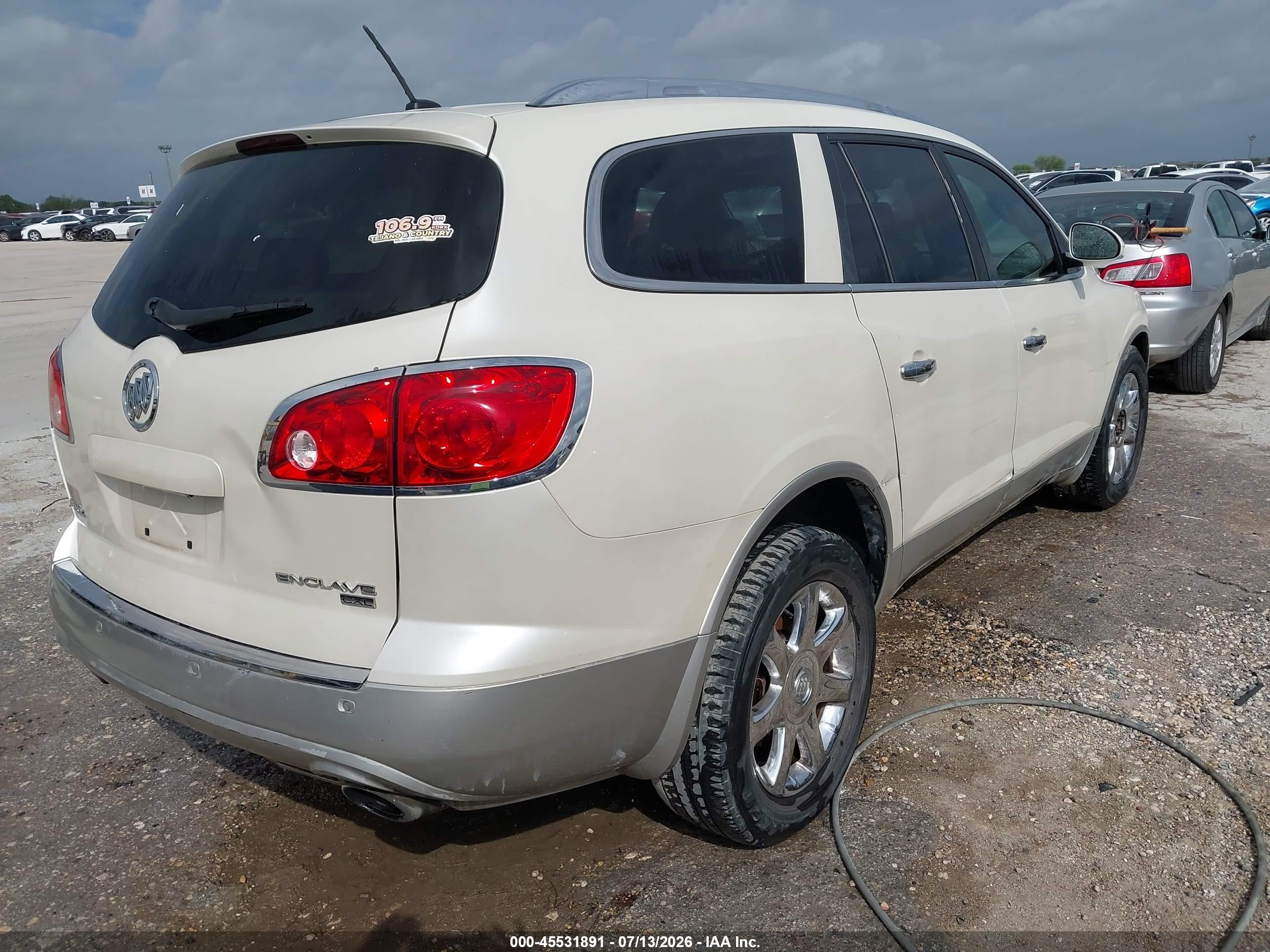 2009 Buick Enclave Cxl White vin: 5GAER23D09J189778