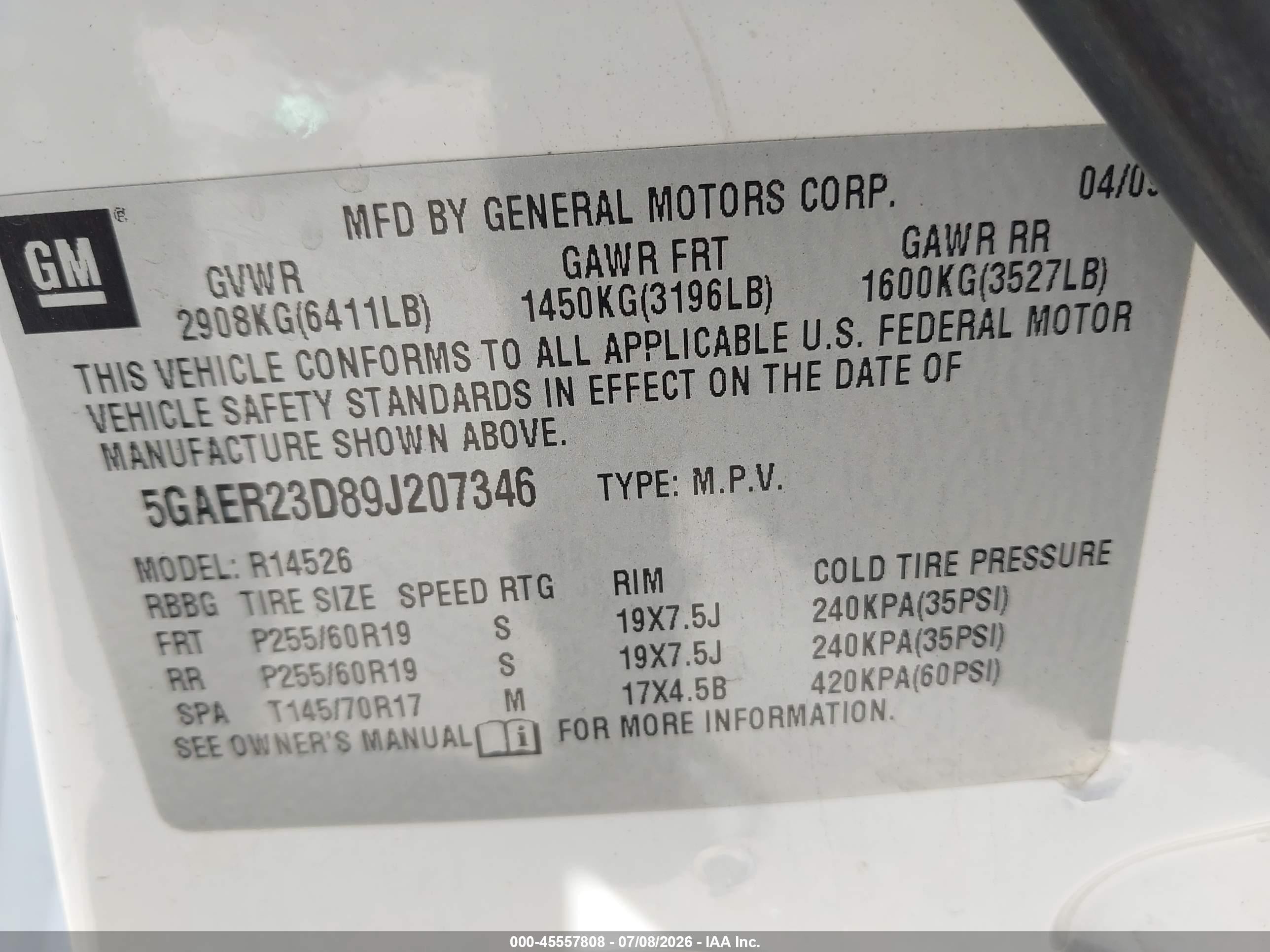 2009 Buick Enclave Cxl Белый vin: 5GAER23D89J207346