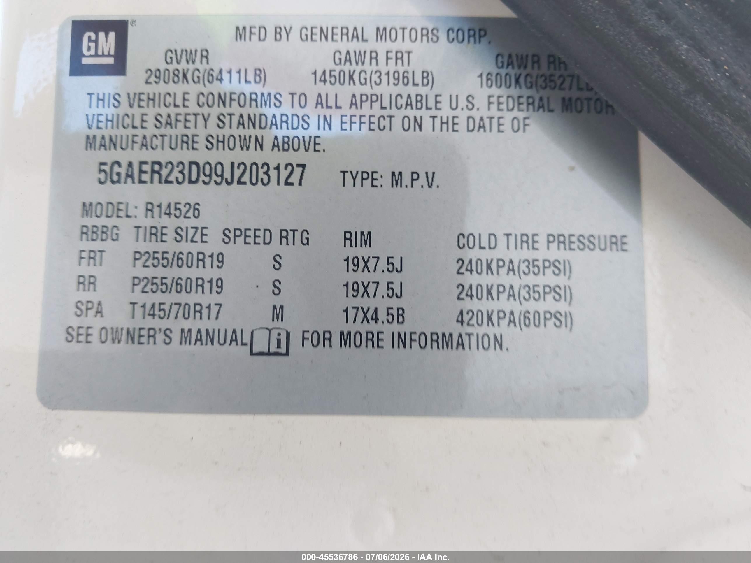 2009 Buick Enclave Cxl Cream vin: 5GAER23D99J203127