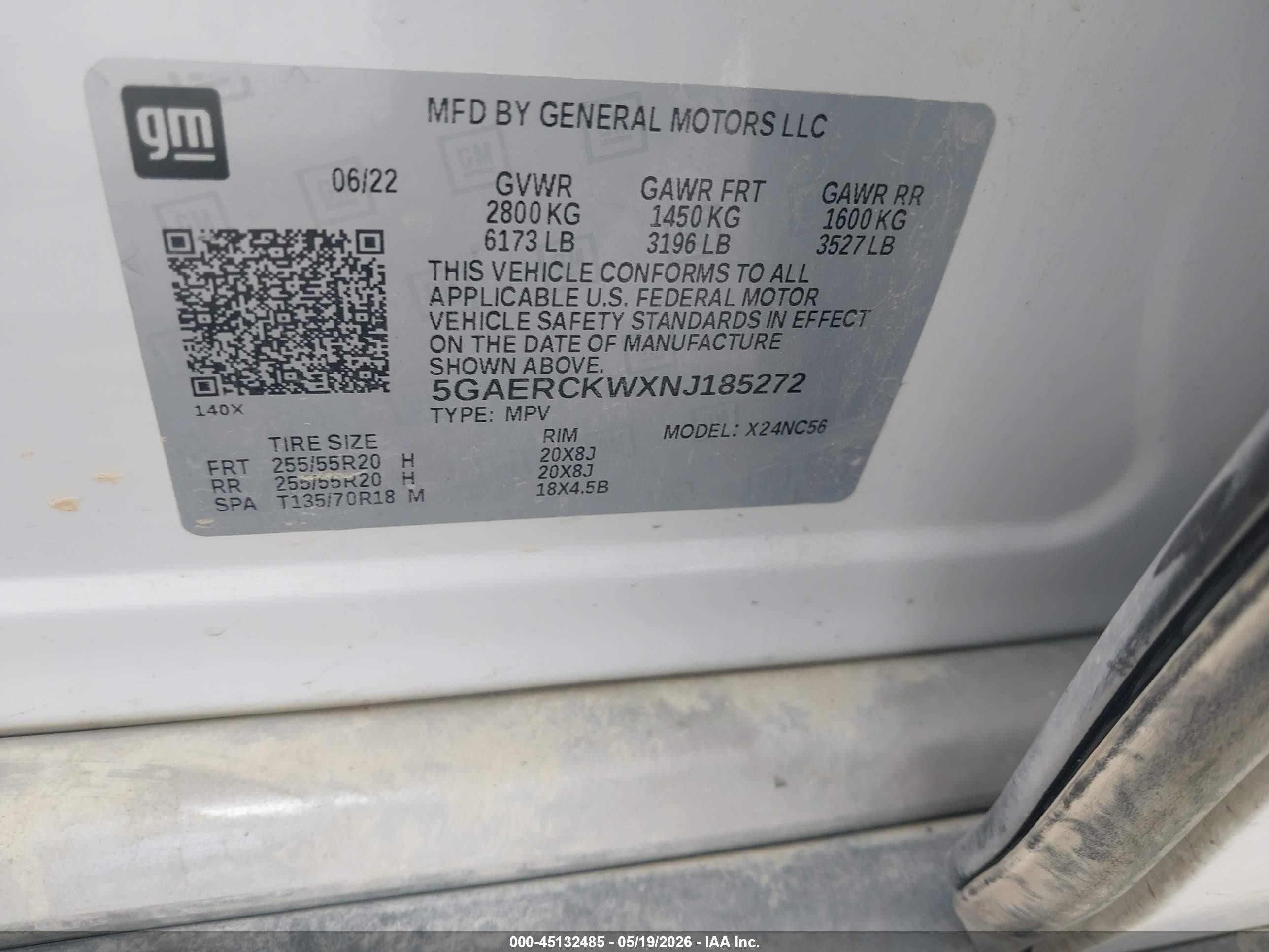 2022 Buick Enclave Fwd Premium Белый vin: 5GAERCKWXNJ185272