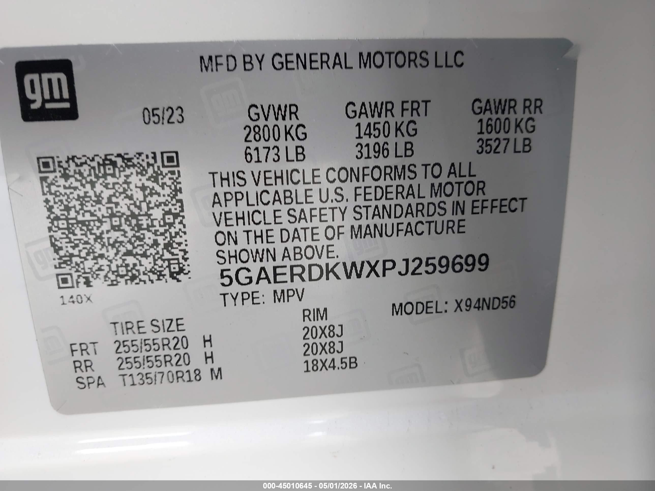 2023 Buick Enclave Avenir Fwd Белый vin: 5GAERDKWXPJ259699