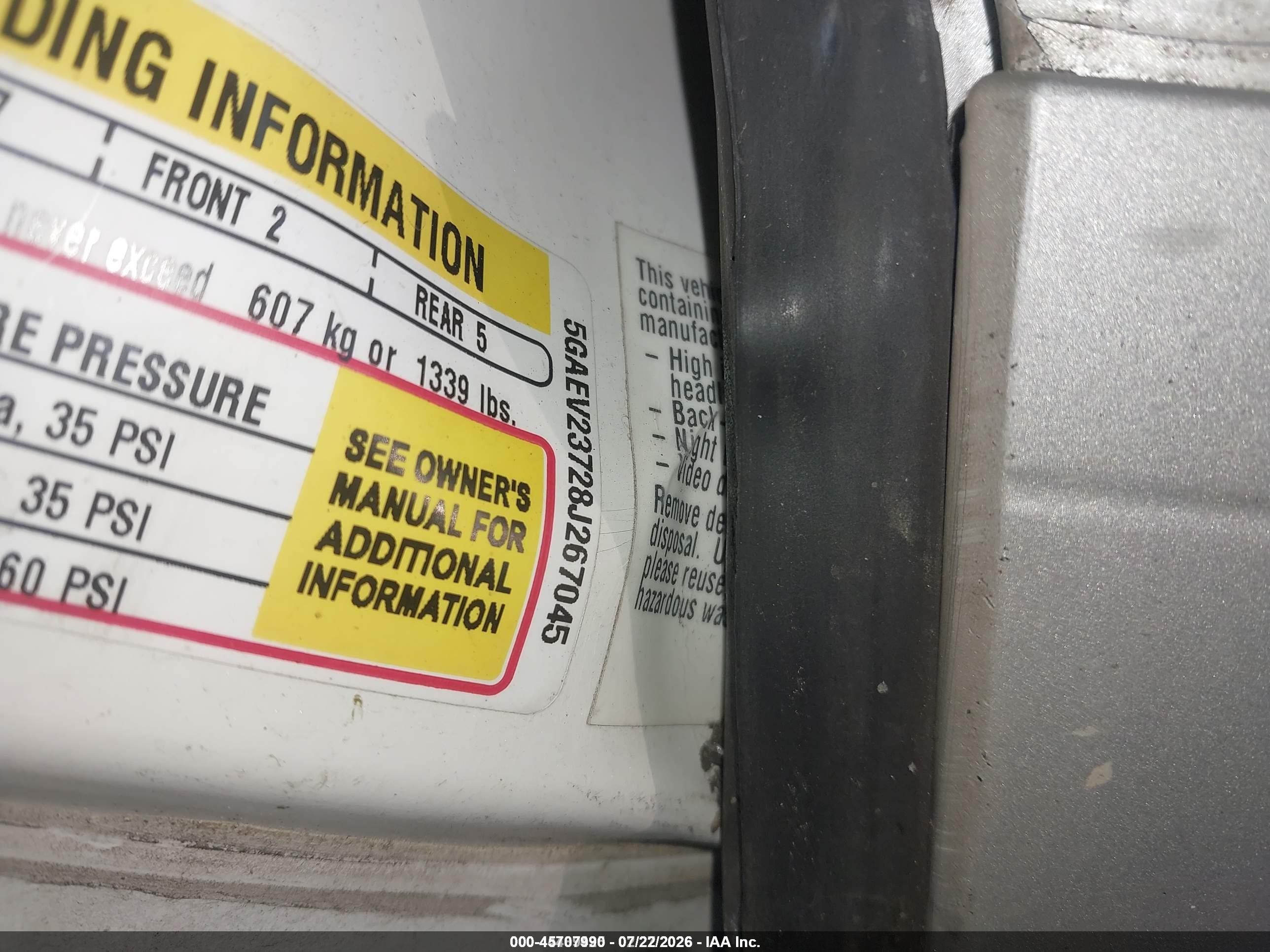 2008 Buick Enclave Cxl White vin: 5GAEV23728J267045