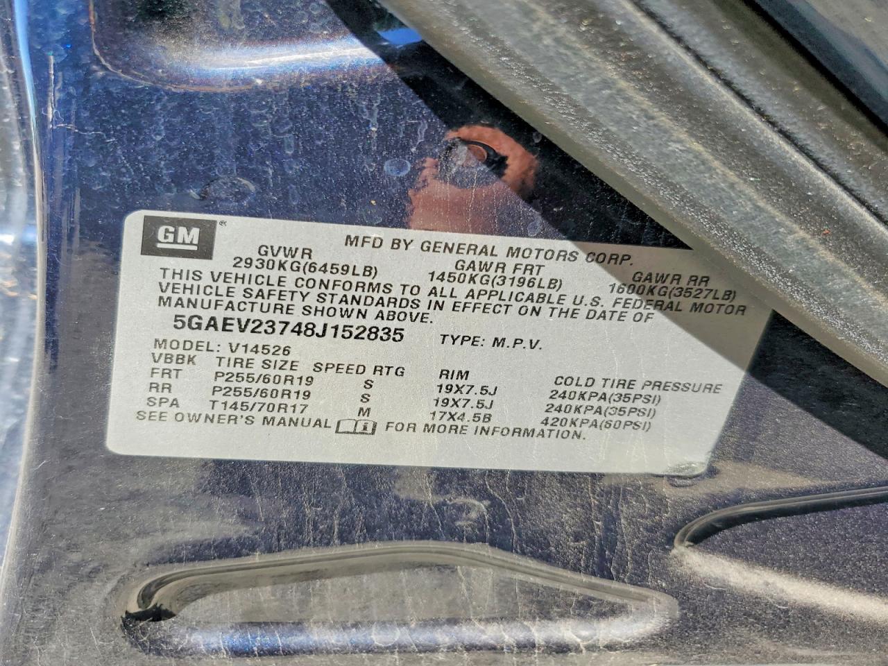 2008 Buick Enclave Cxl Blue vin: 5GAEV23748J152835