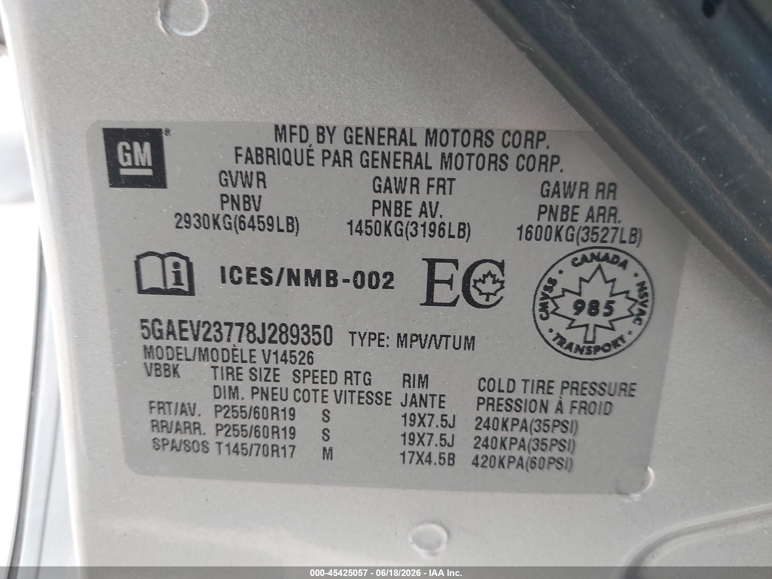 2008 Buick Enclave Cxl Silver vin: 5GAEV23778J289350