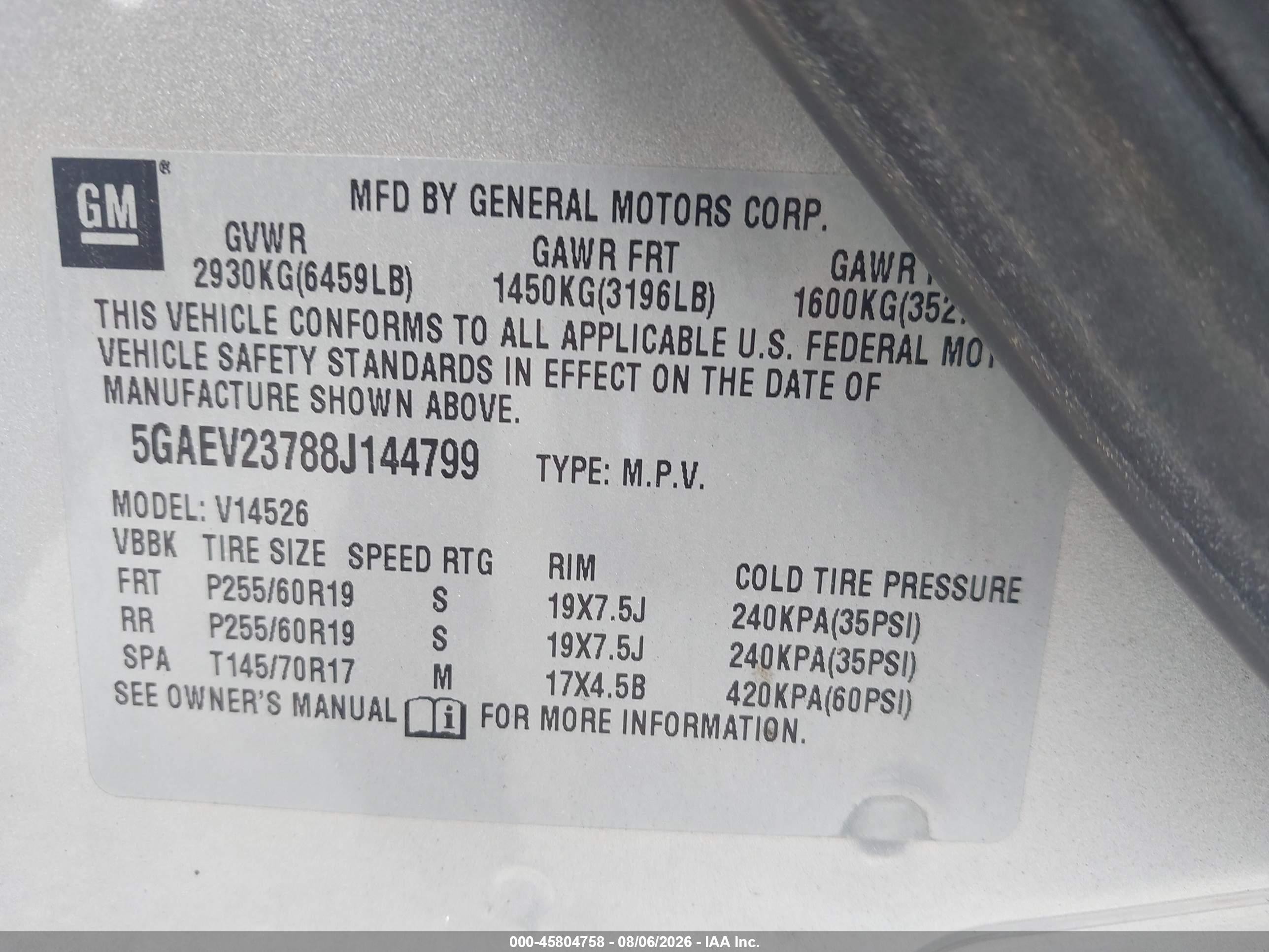 2008 Buick Enclave Cxl Silver vin: 5GAEV23788J144799