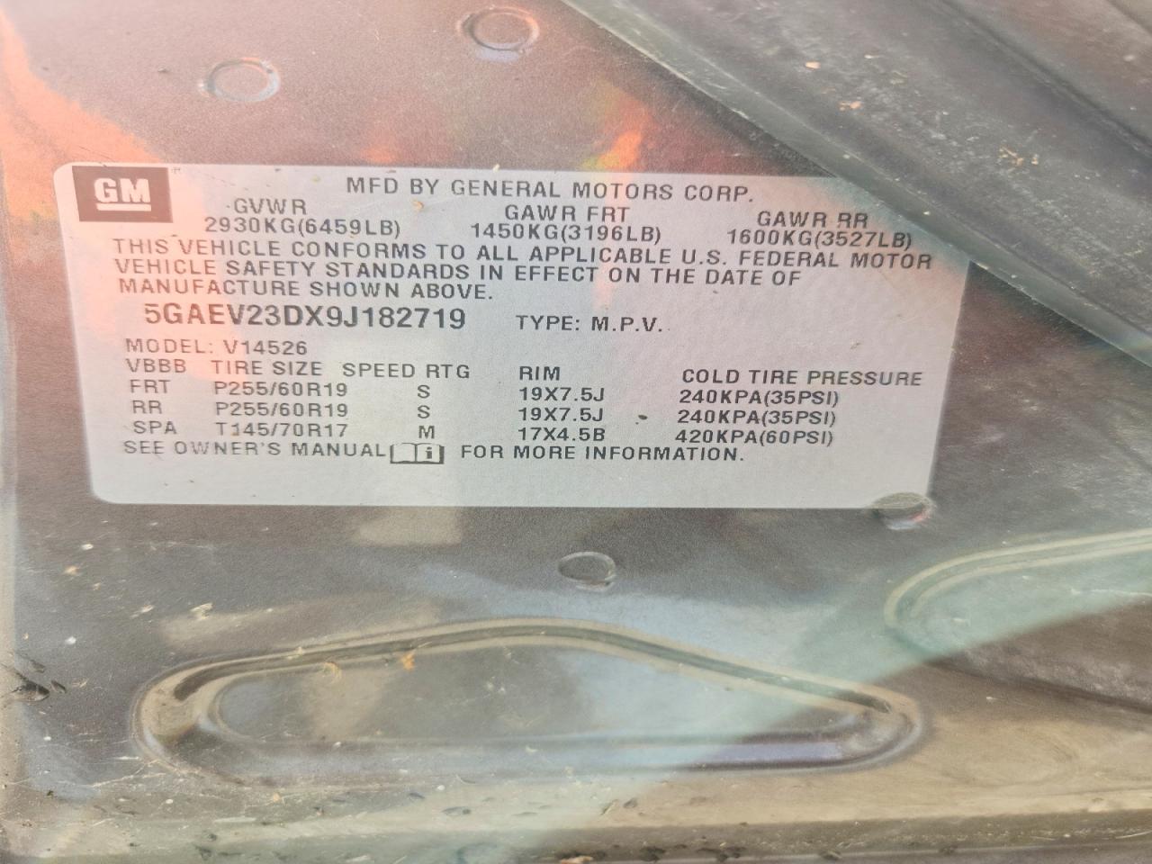 2009 Buick Enclave Cxl Угольный vin: 5GAEV23DX9J182719