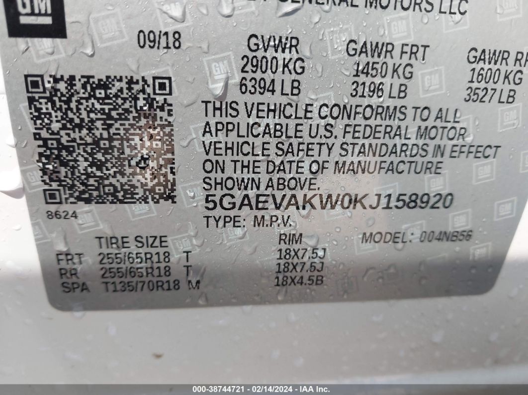 2019 Buick Enclave Awd Essence White vin: 5GAEVAKW0KJ158920