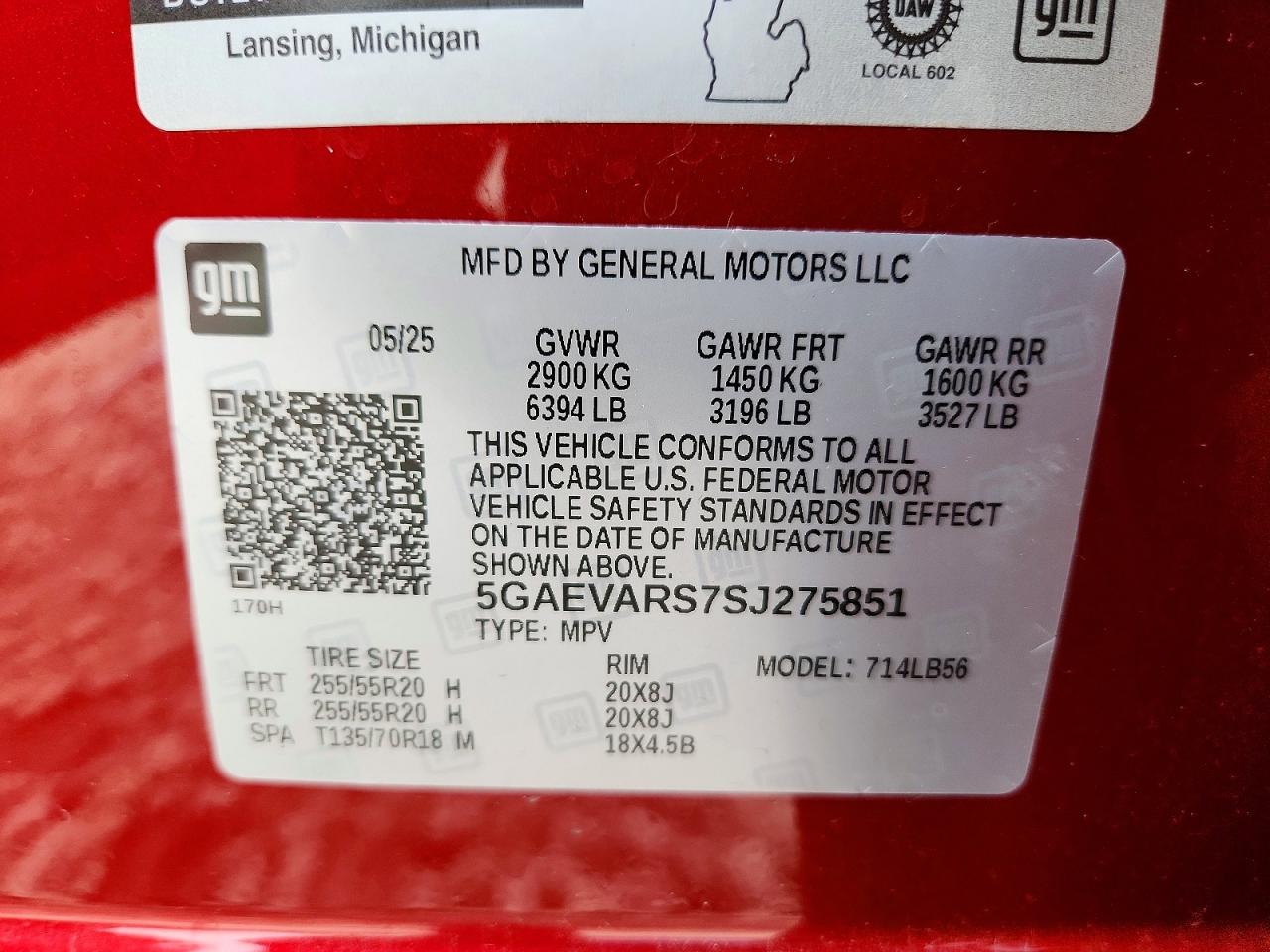 2025 Buick Enclave Preferred Red vin: 5GAEVARS7SJ275851