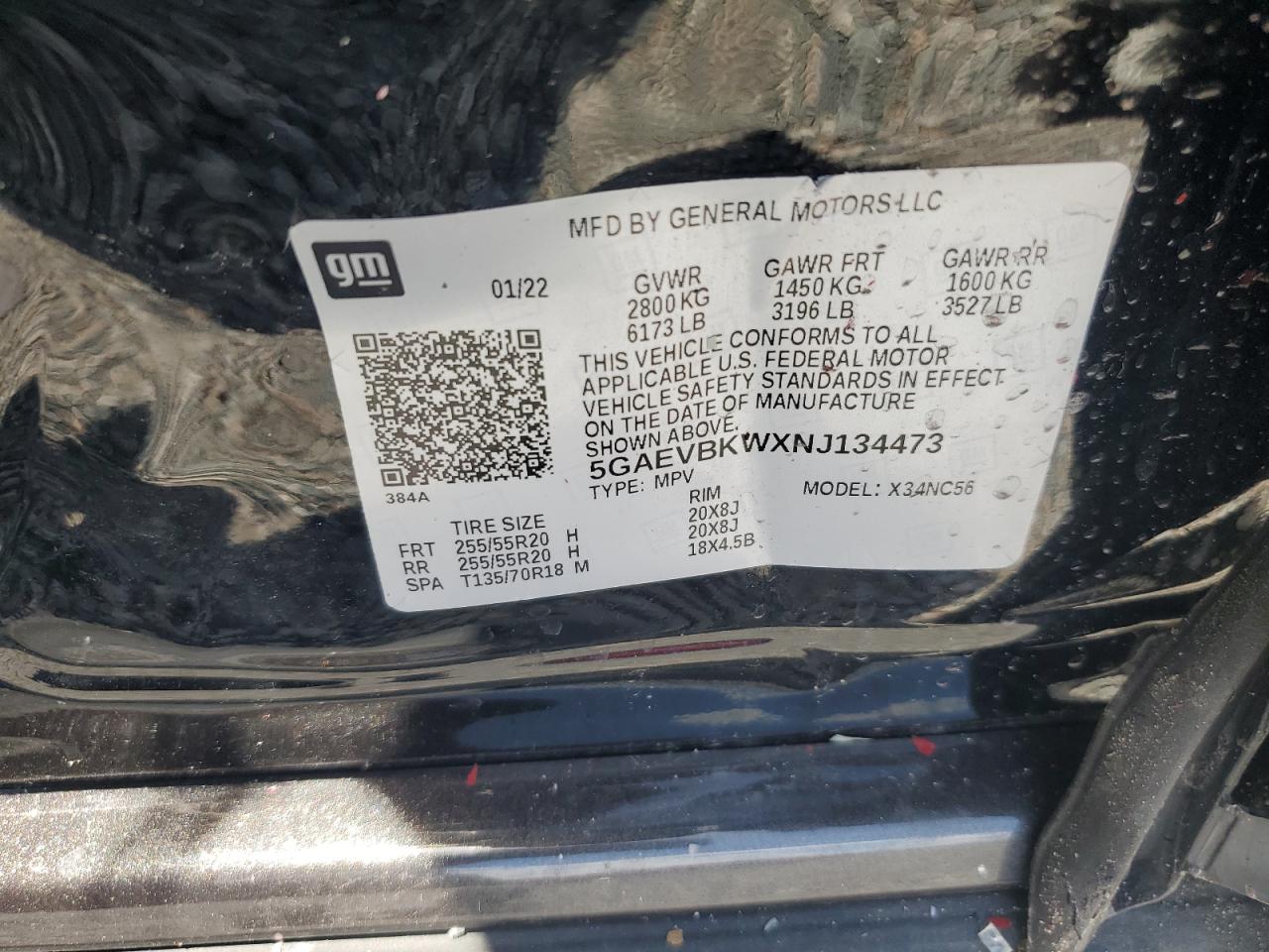 2022 Buick Enclave Premium Black vin: 5GAEVBKWXNJ134473