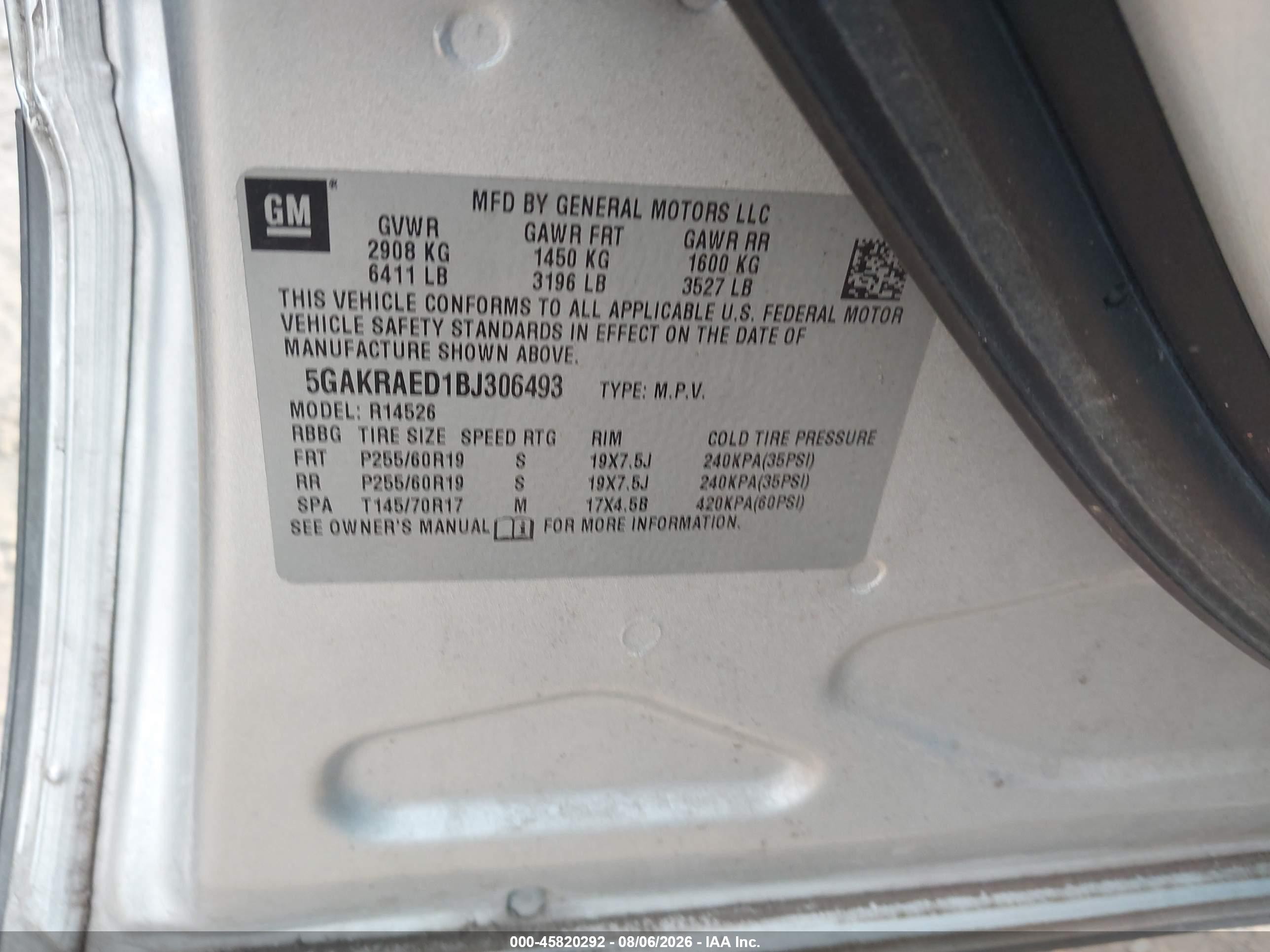 2011 Buick Enclave Cx Silver vin: 5GAKRAED1BJ306493