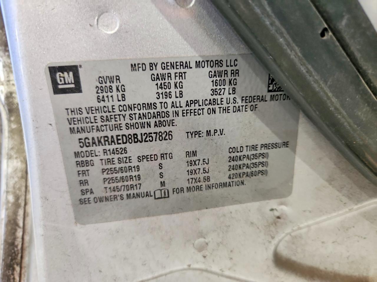 2011 Buick Enclave Cx Silver vin: 5GAKRAED8BJ257826
