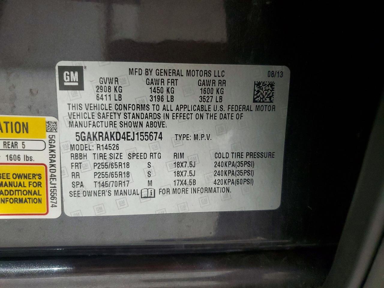 2014 Buick Enclave Gray vin: 5GAKRAKD4EJ155674