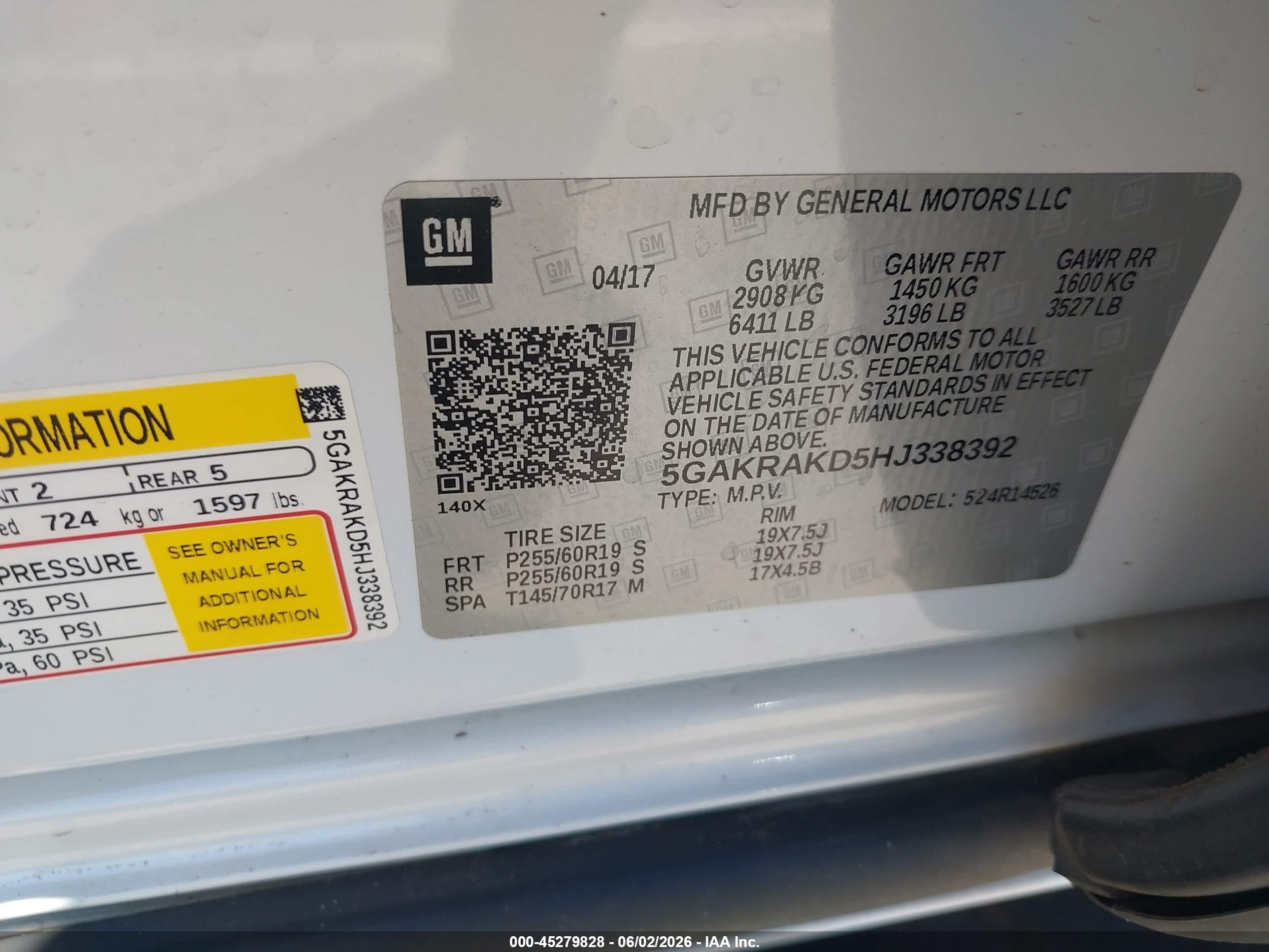 2017 Buick Enclave Convenience White vin: 5GAKRAKD5HJ338392