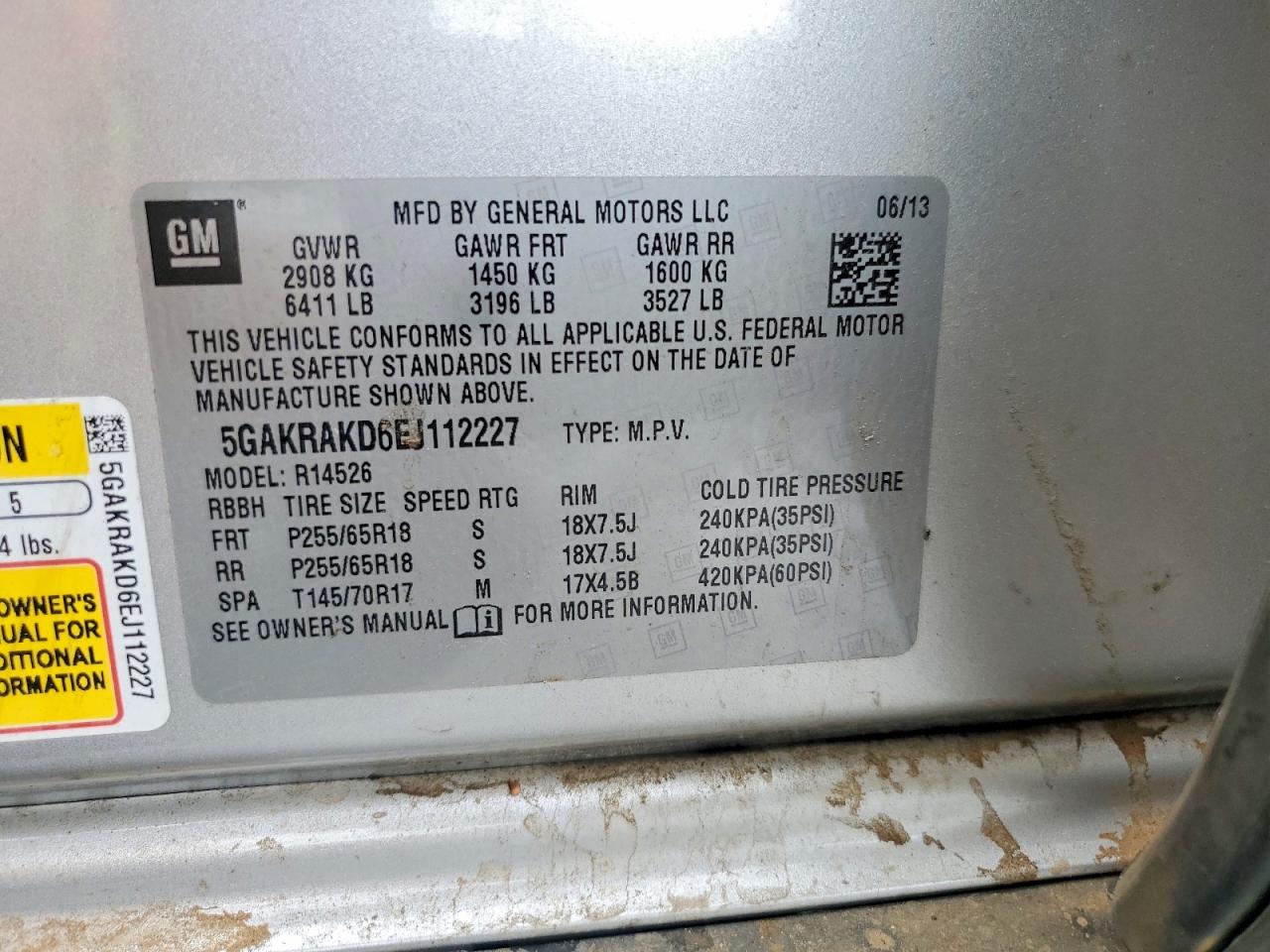 2014 Buick Enclave Silver vin: 5GAKRAKD6EJ112227