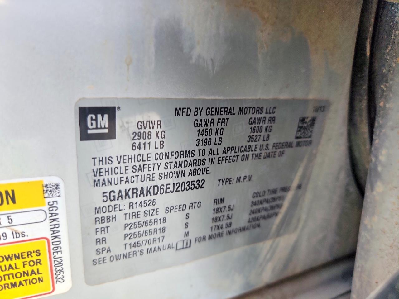 2014 Buick Enclave Silver vin: 5GAKRAKD6EJ203532