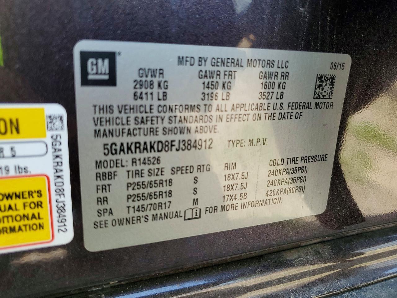 2015 Buick Enclave Purple vin: 5GAKRAKD8FJ384912