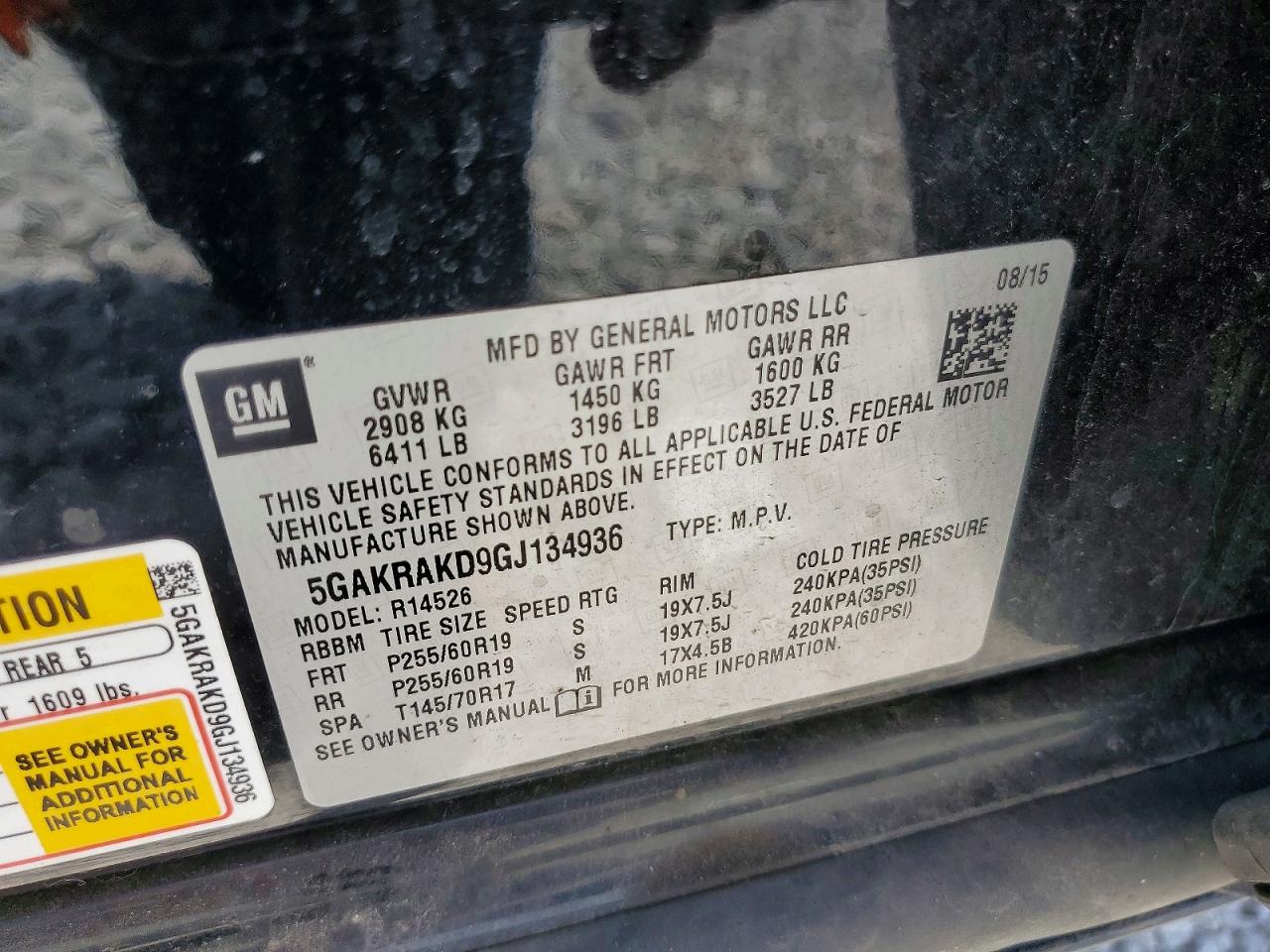 2016 Buick Enclave Black vin: 5GAKRAKD9GJ134936