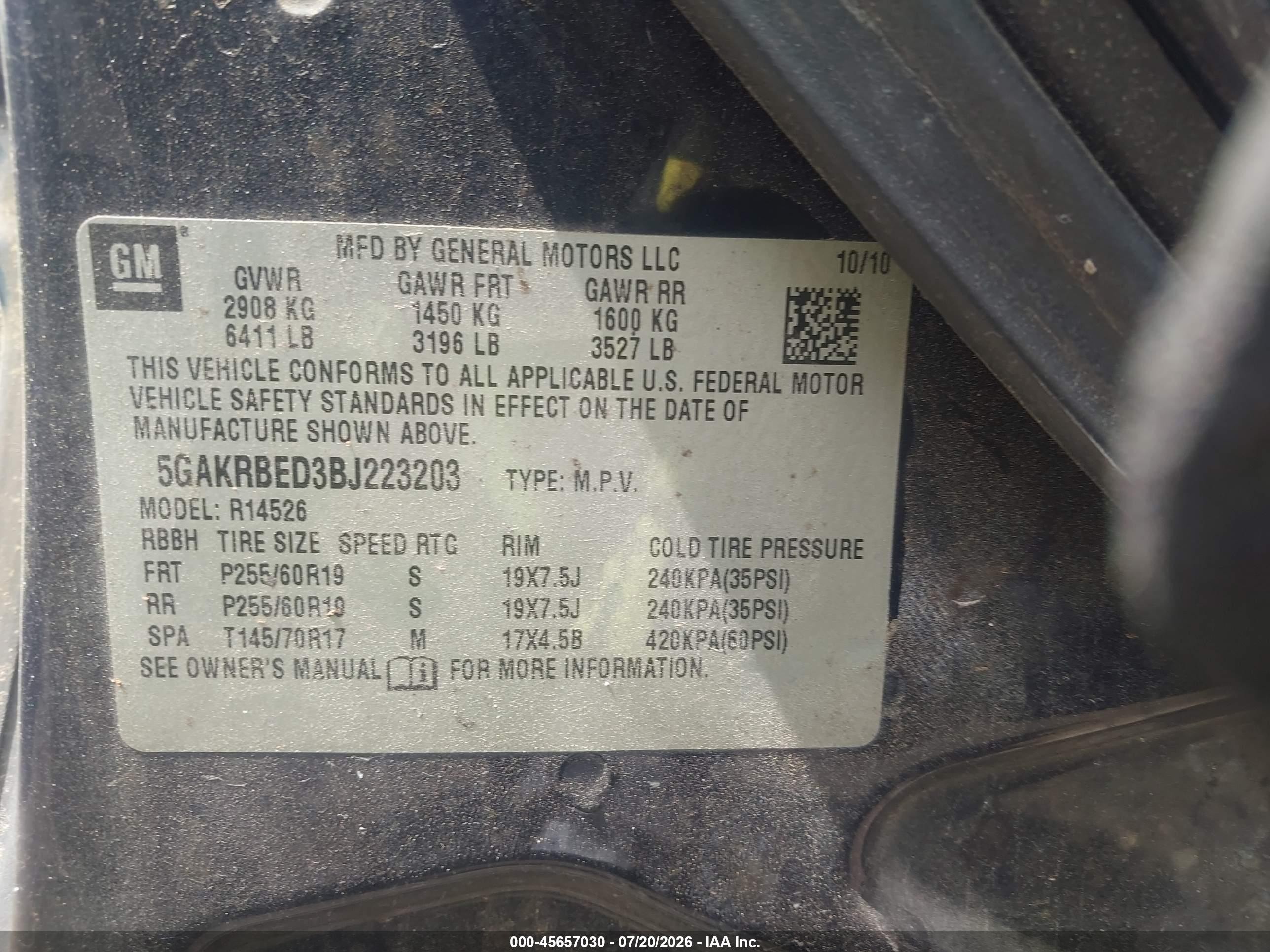 2011 Buick Enclave 1xl Синий vin: 5GAKRBED3BJ223203