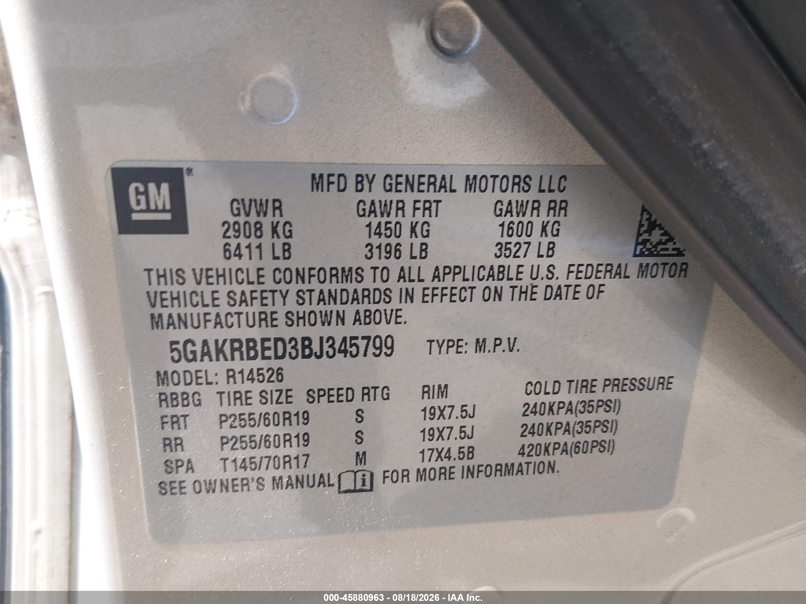 2011 Buick Enclave 1xl Бежевый vin: 5GAKRBED3BJ345799