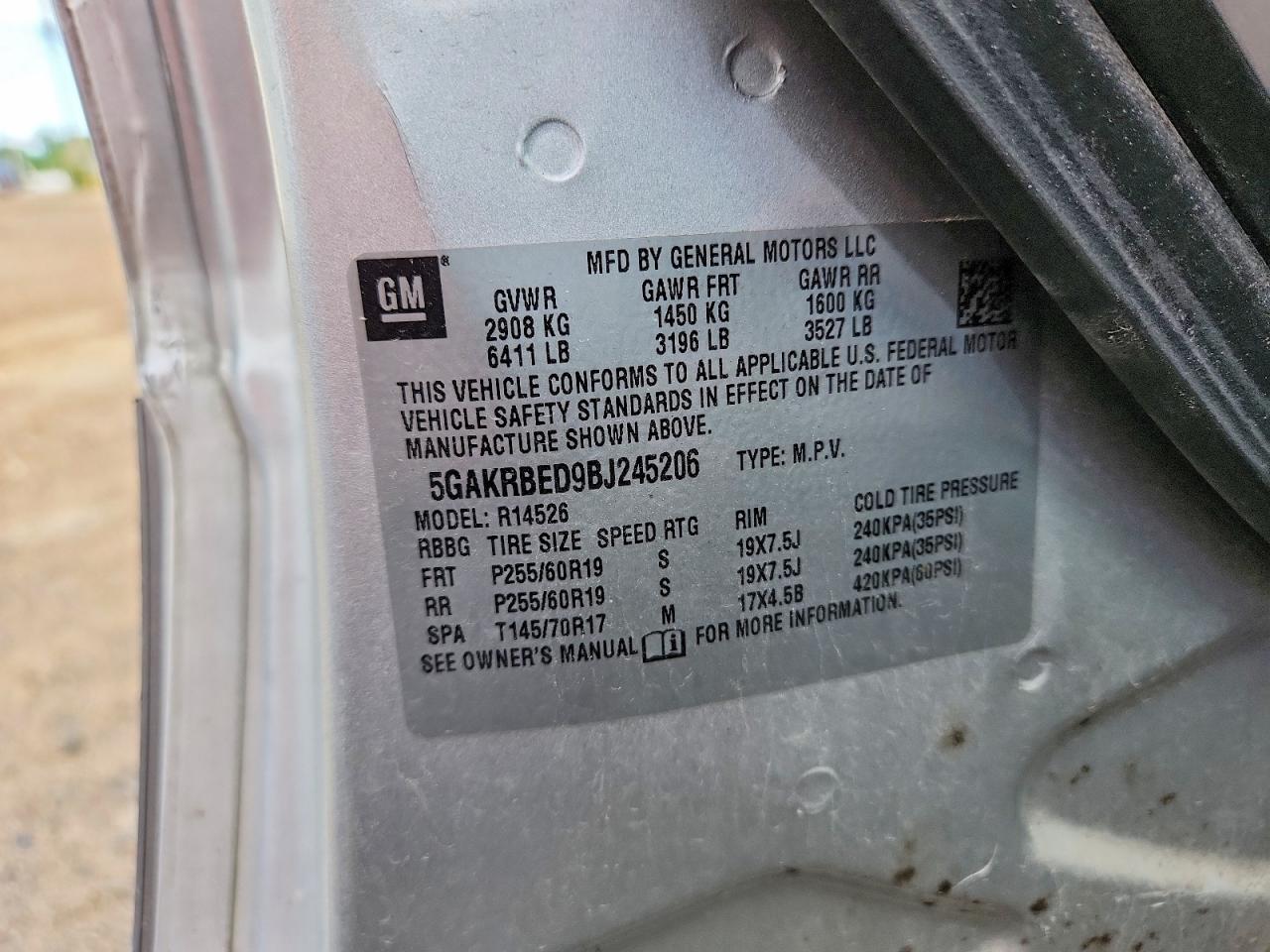 2011 Buick Enclave Cxl Silver vin: 5GAKRBED9BJ245206