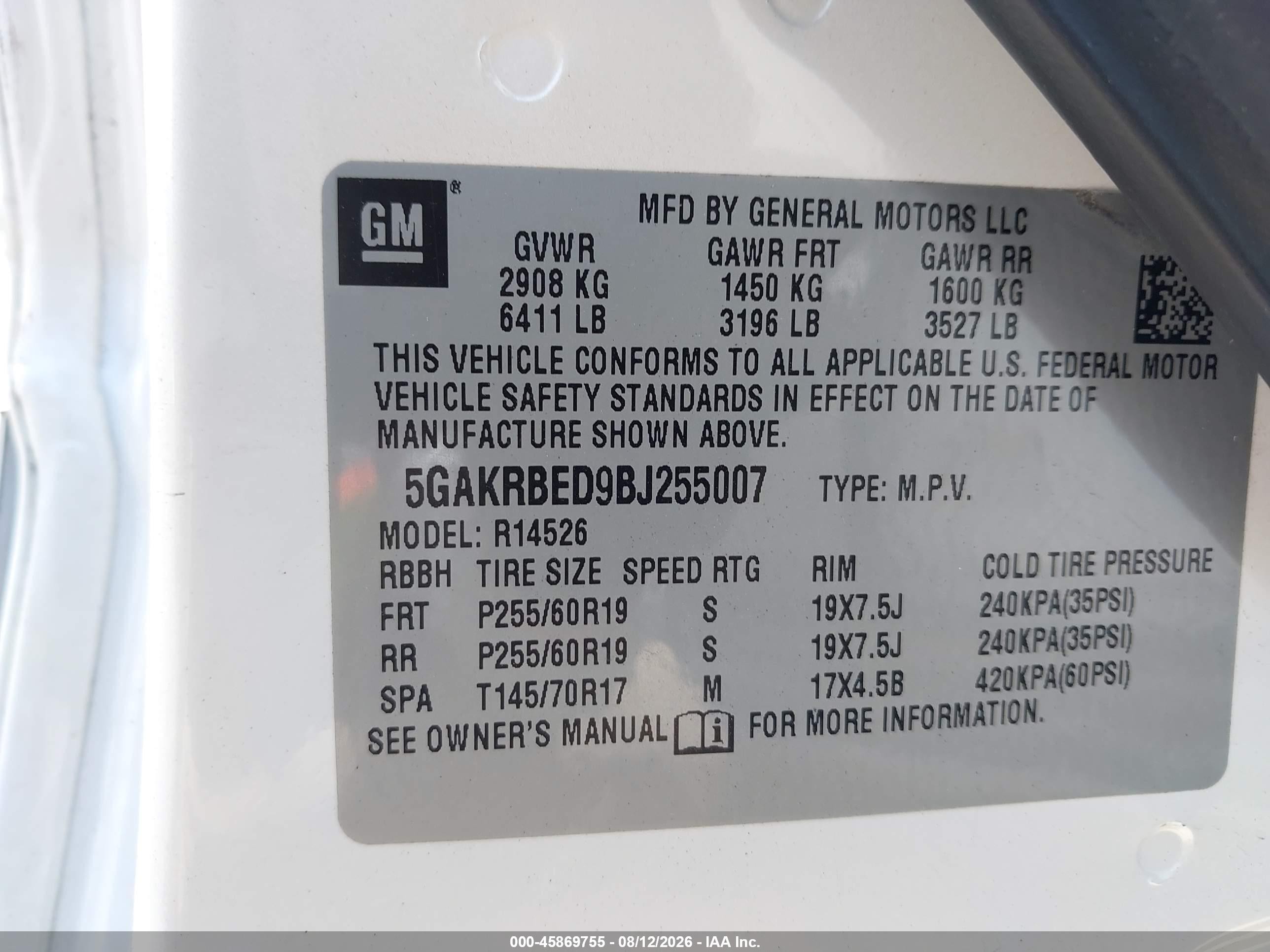 2011 Buick Enclave 1xl Cream vin: 5GAKRBED9BJ255007