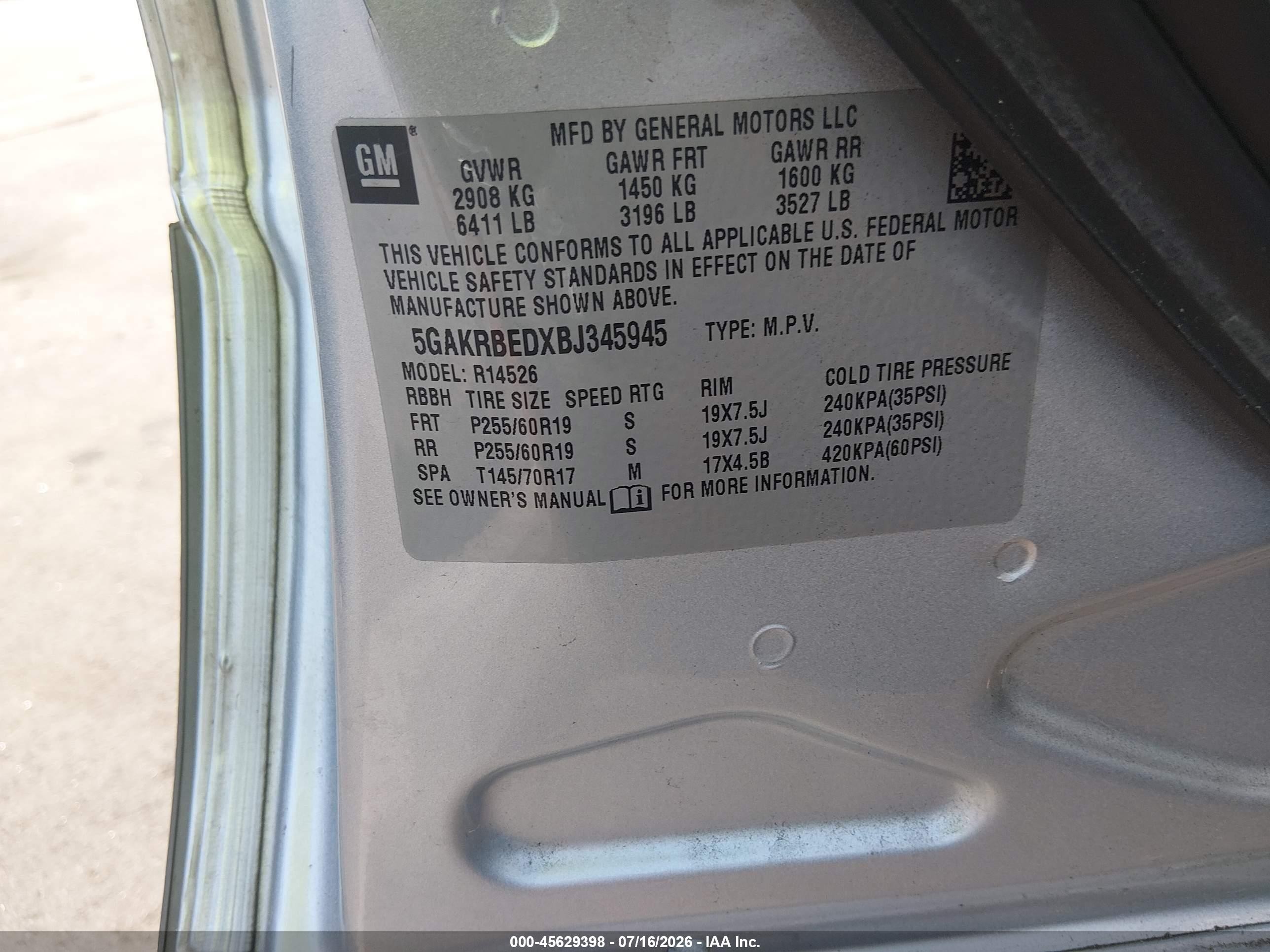 2011 Buick Enclave 1xl Silver vin: 5GAKRBEDXBJ345945