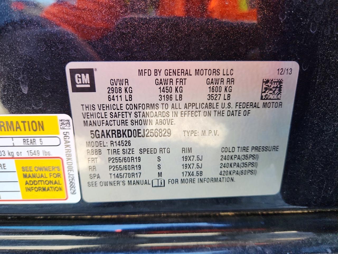 2014 Buick Enclave Black vin: 5GAKRBKD0EJ256829